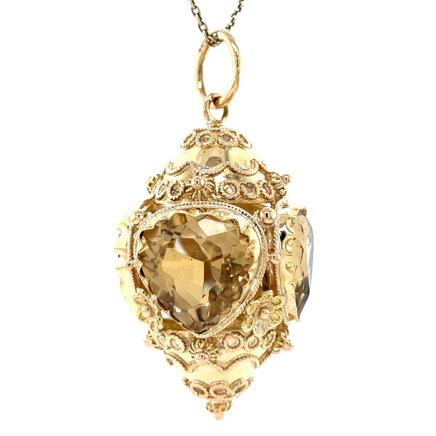18 kt gold vintage pendant with citrine