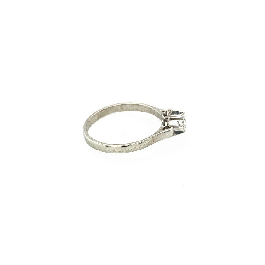 Witgouden solitair ring met diamant 14 krt