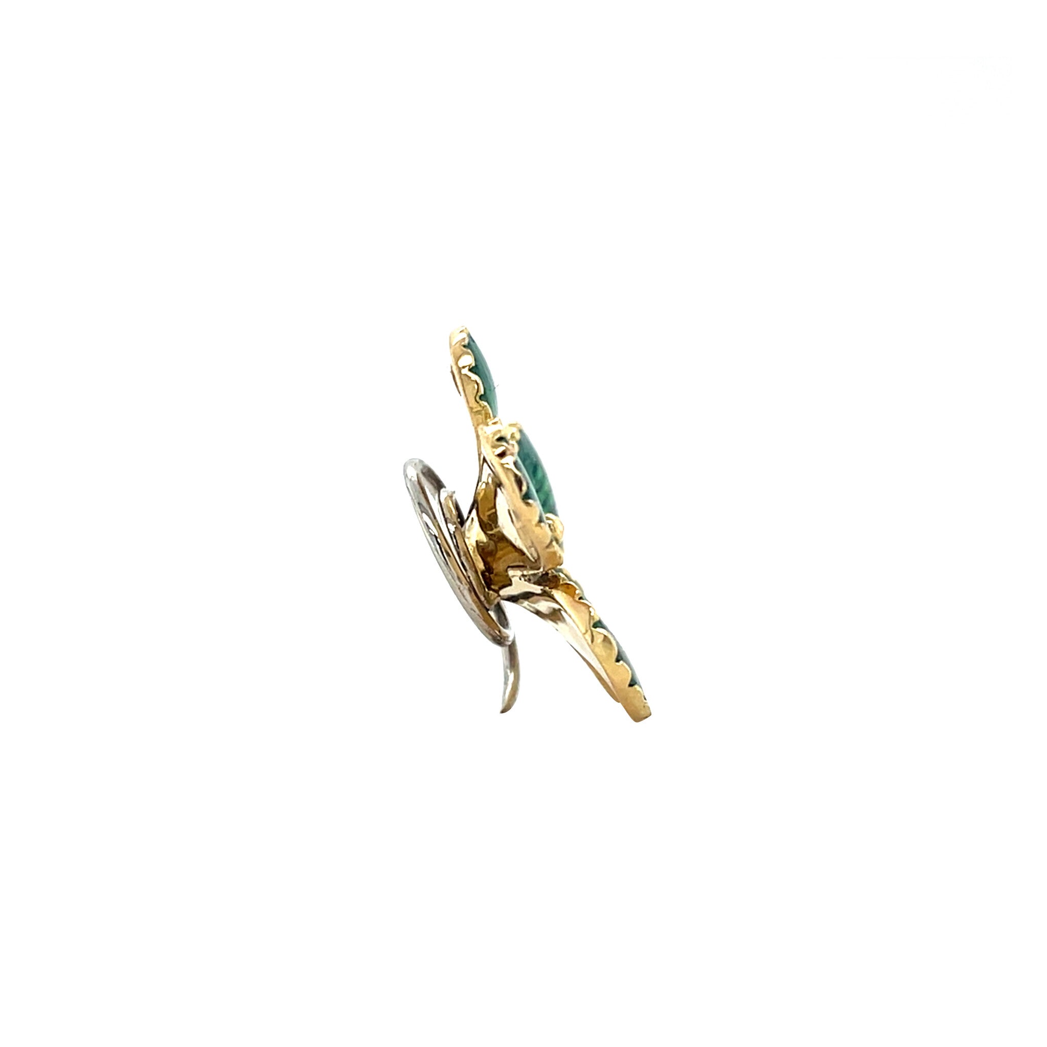 Gouden vintage bloem broche met emaille 18 krt