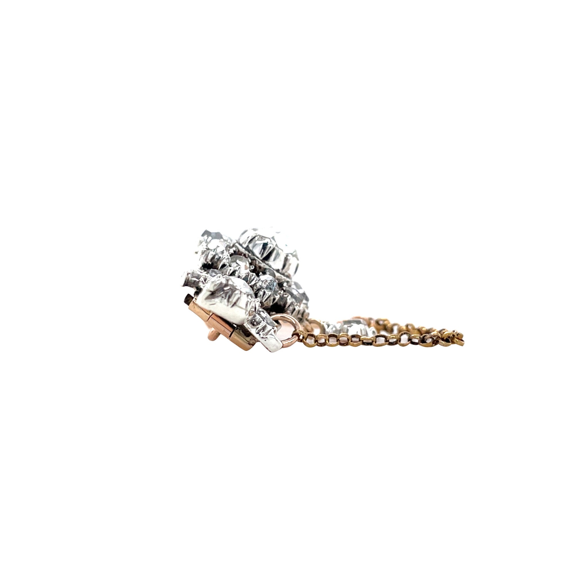 Vintage gold brooch with rose-cut diamond, 14 kt/925