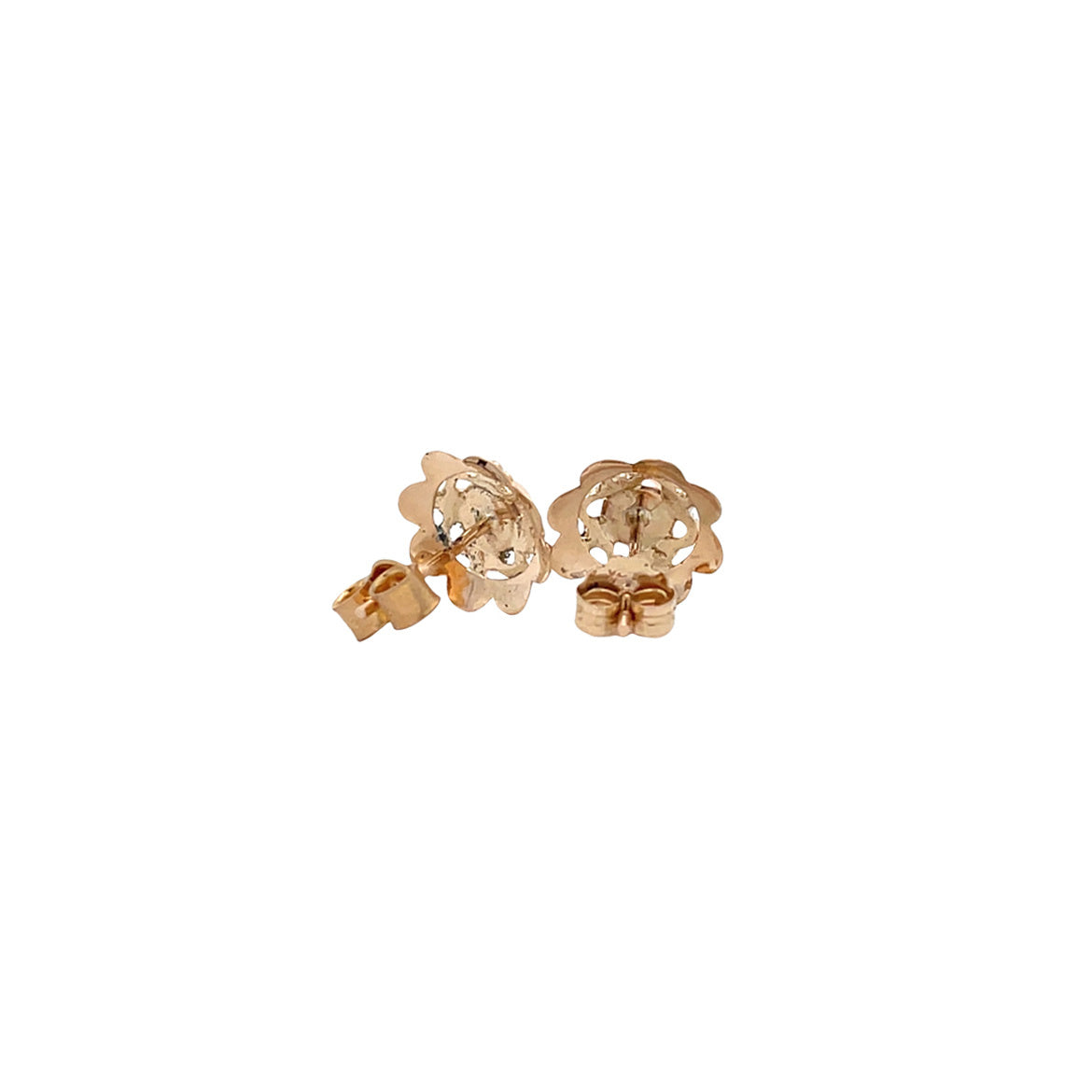 Vintage gold stud earrings with garnet, 14 kt