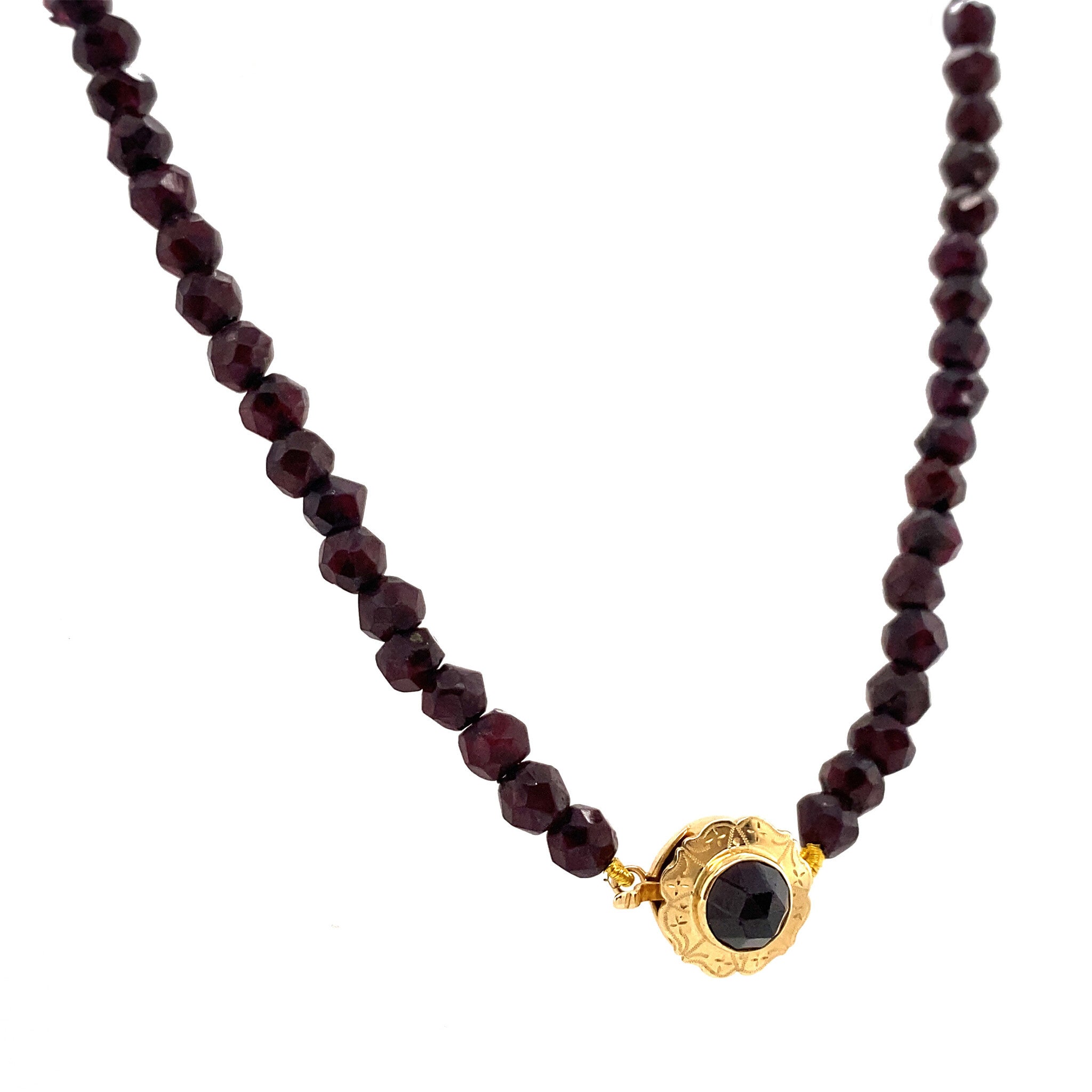 Granaat collier met gouden sluiting 14 krt