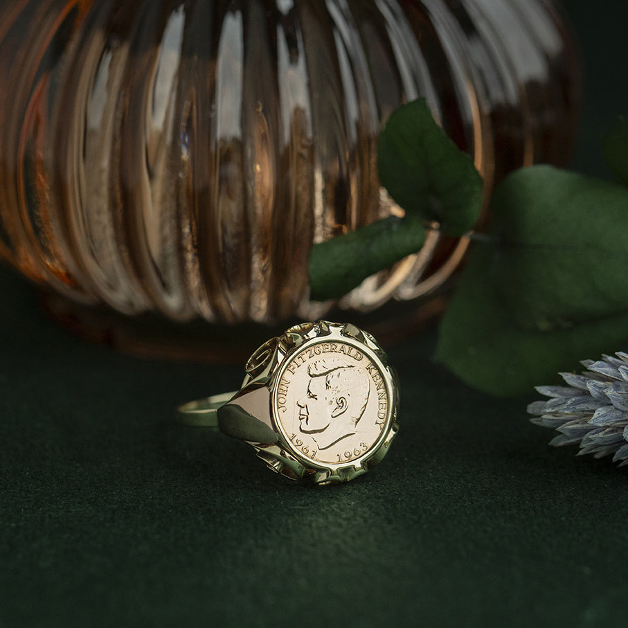Gouden vintage munt ring 14 krt