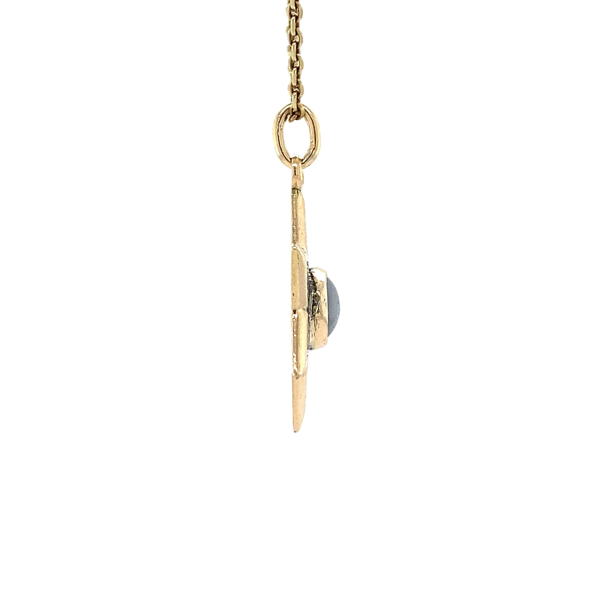 Gouden ster hanger met emaille en melkopaal 14 krt