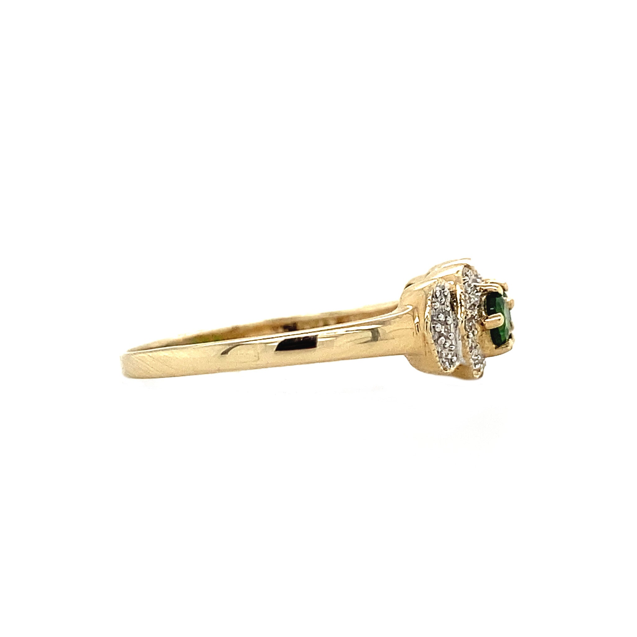 Ring met peridot en diamant 9 krt