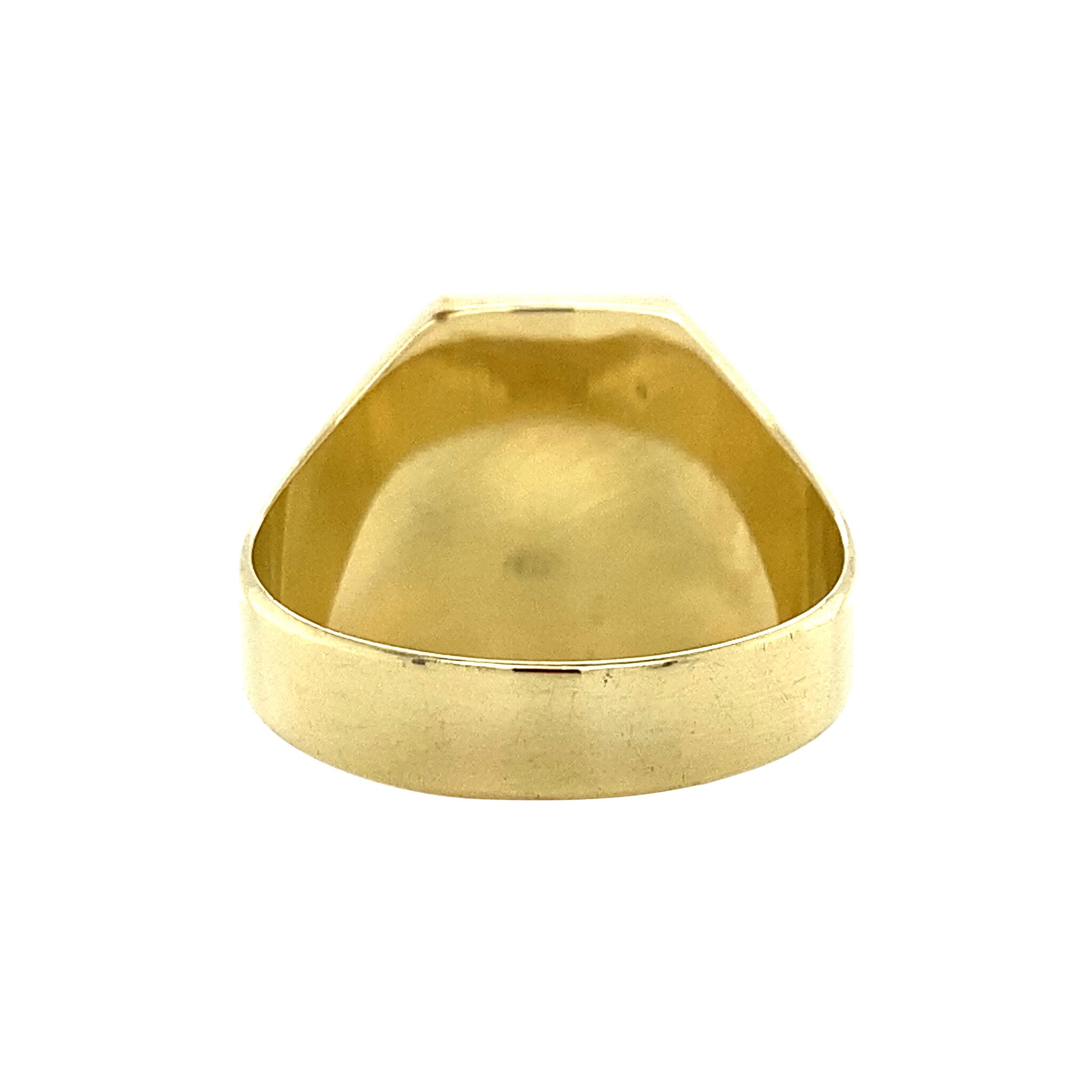 Gold signet ring with blue layer stone 14 krt