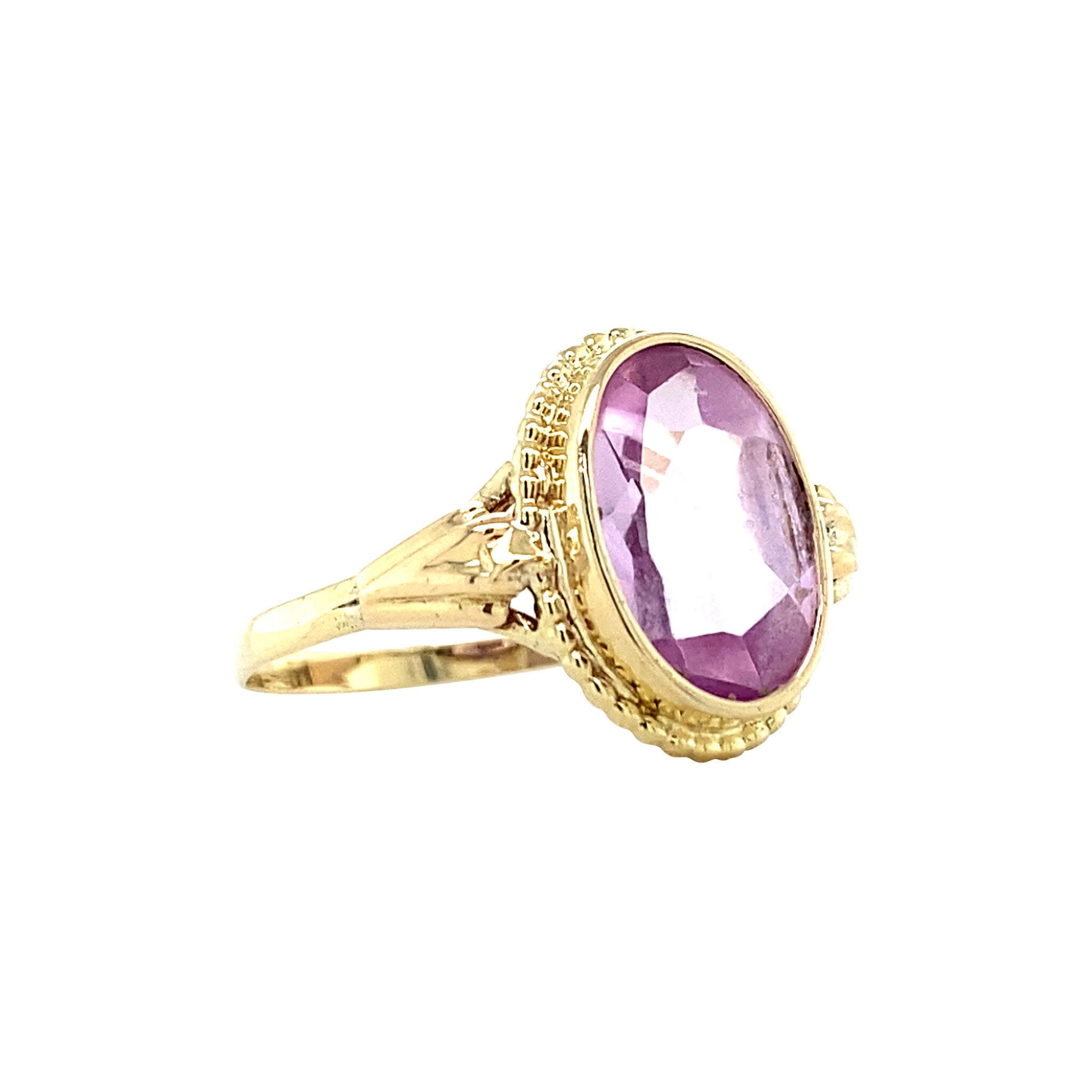 Gouden ring met roze saffier 14 krt