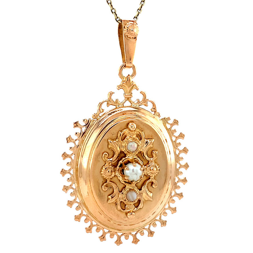 Vintage 18 kt gold pendant with pearl