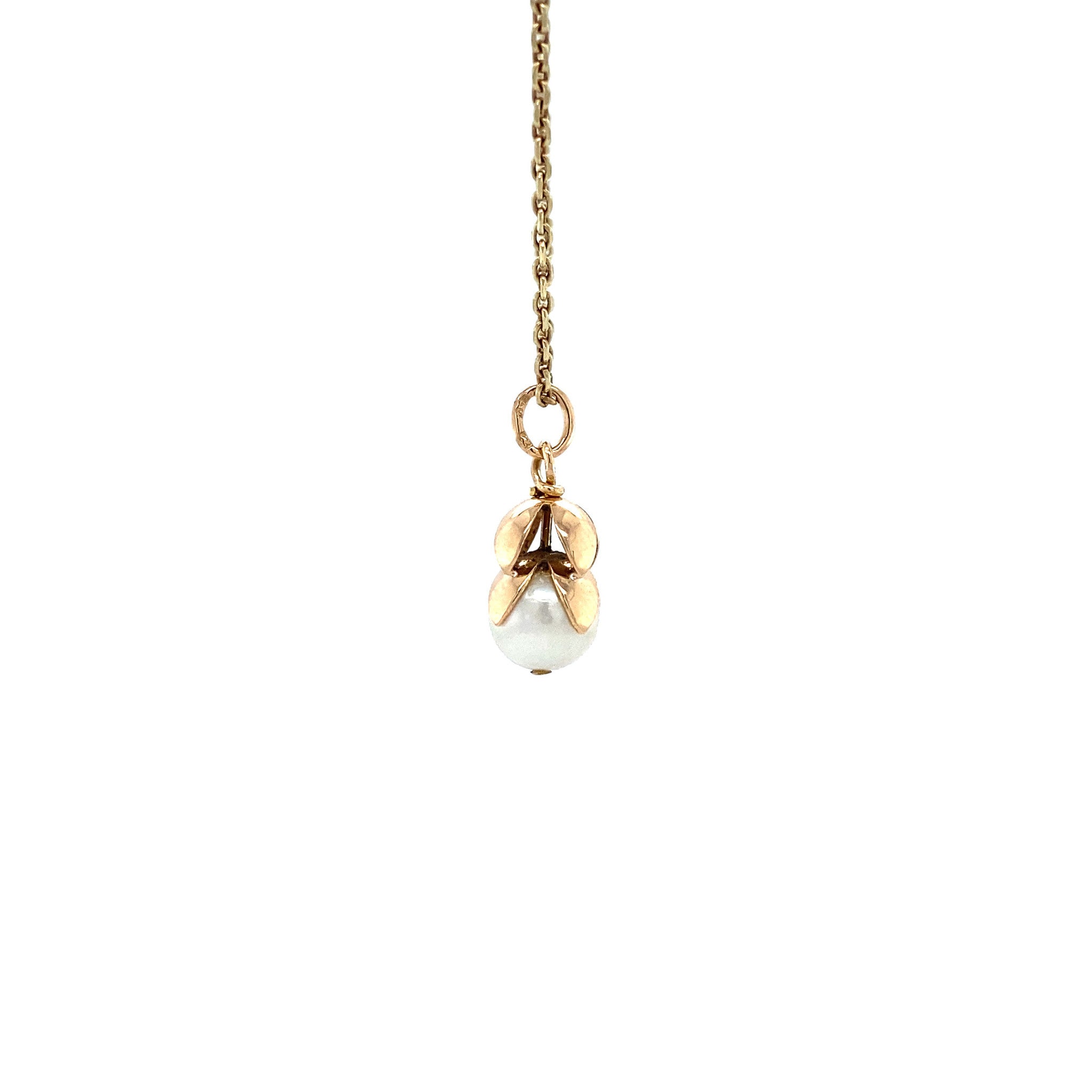 Rose gold pendant with pearl, 14 kt
