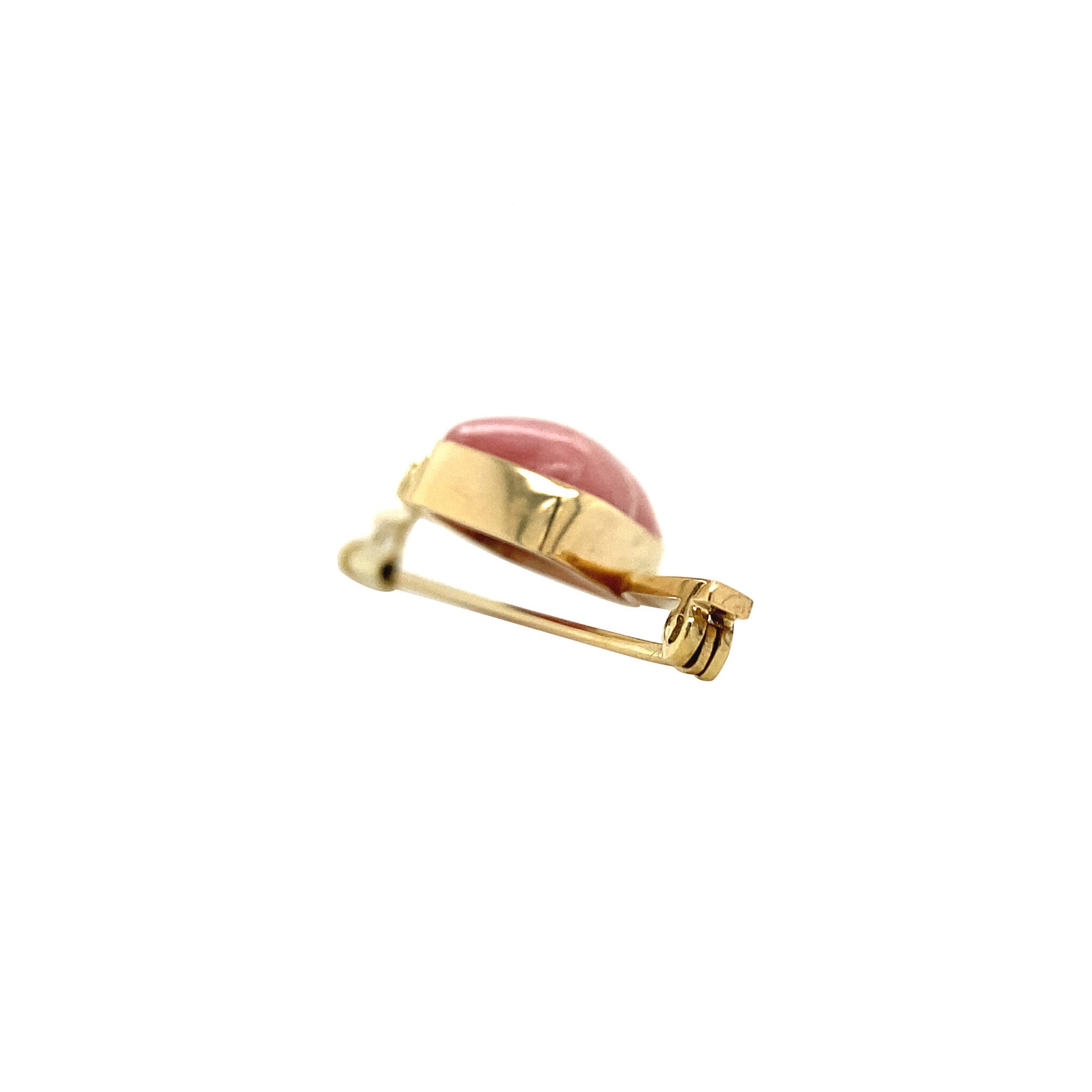 14 kt vintage gold brooch with rhodochrosite