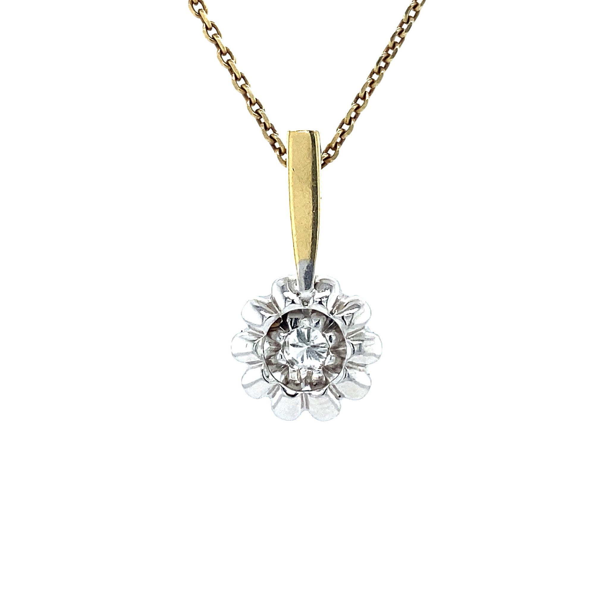 Bicolour gold pendant with diamond 14 krt