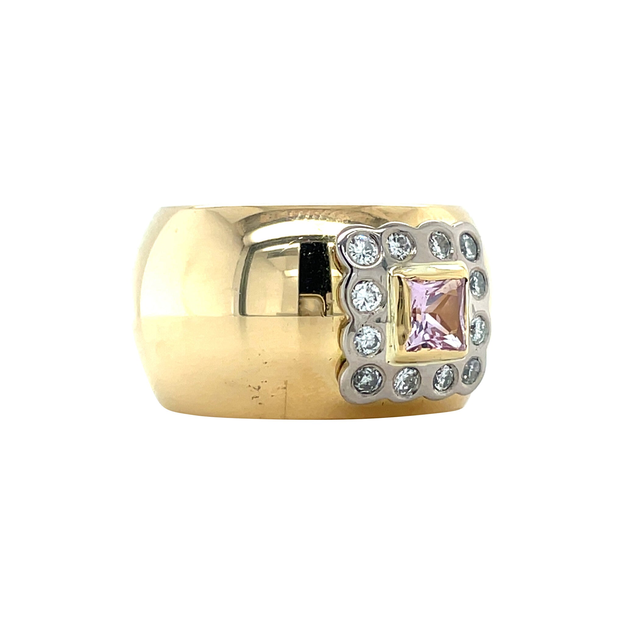 Vintage 18 kt gold ring with sapphire and diamond