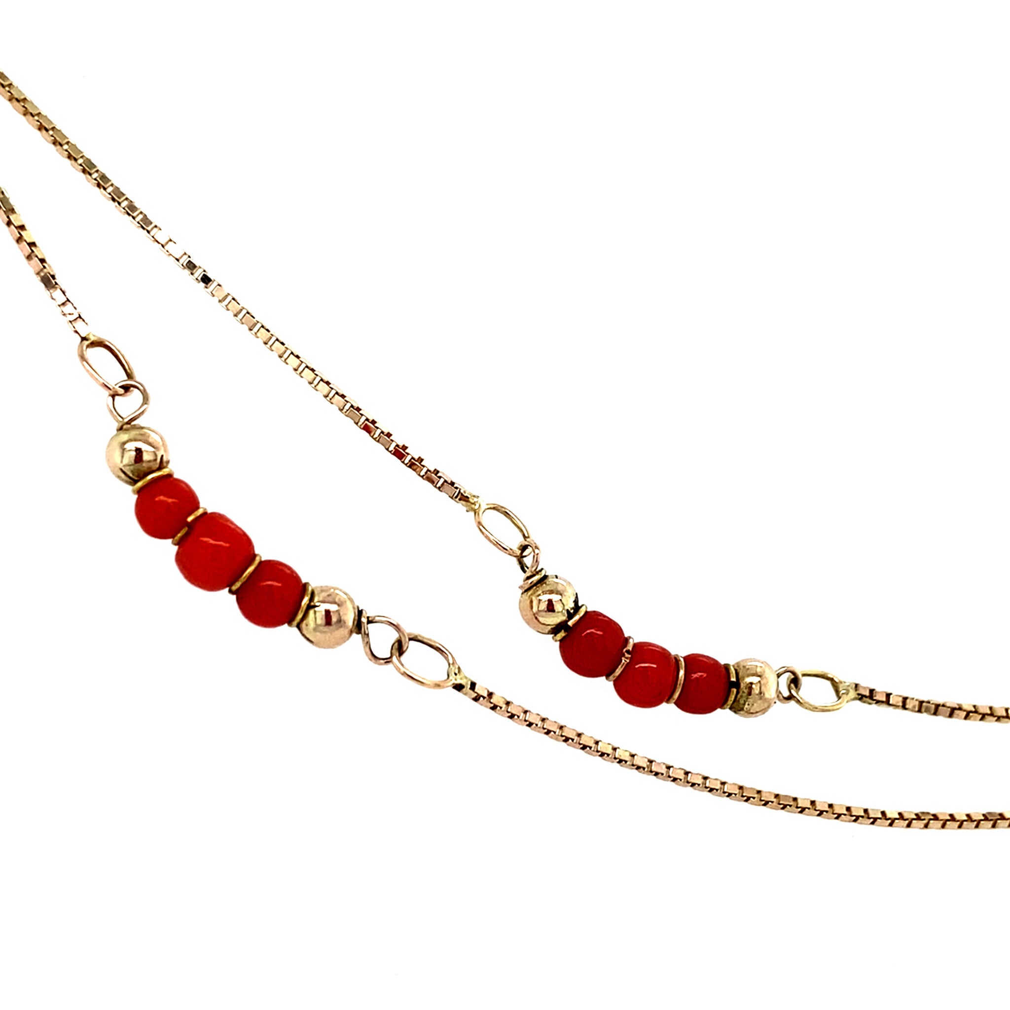 Gold necklace with blood coral 14 carat