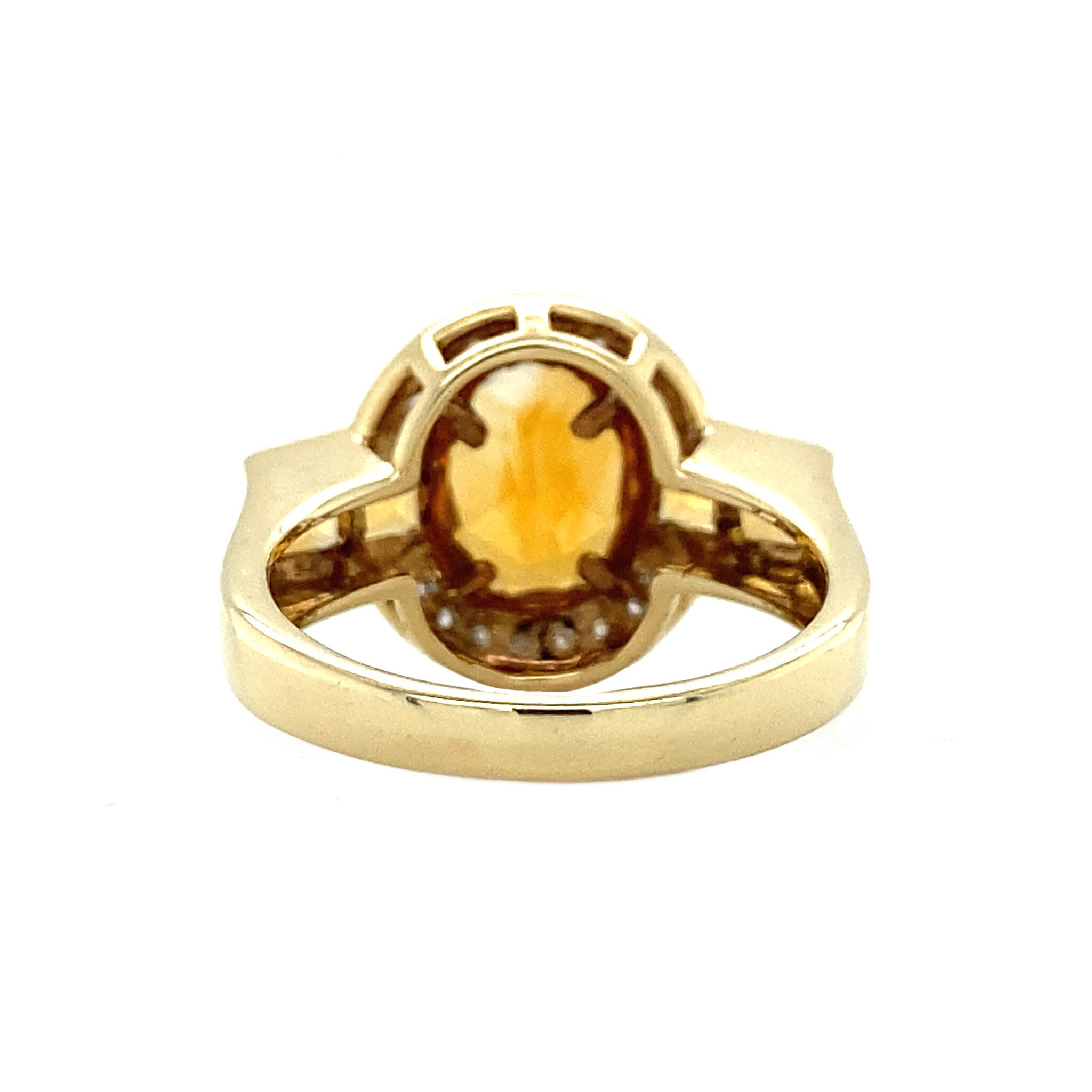Ring met citrien en diamant 9 krt