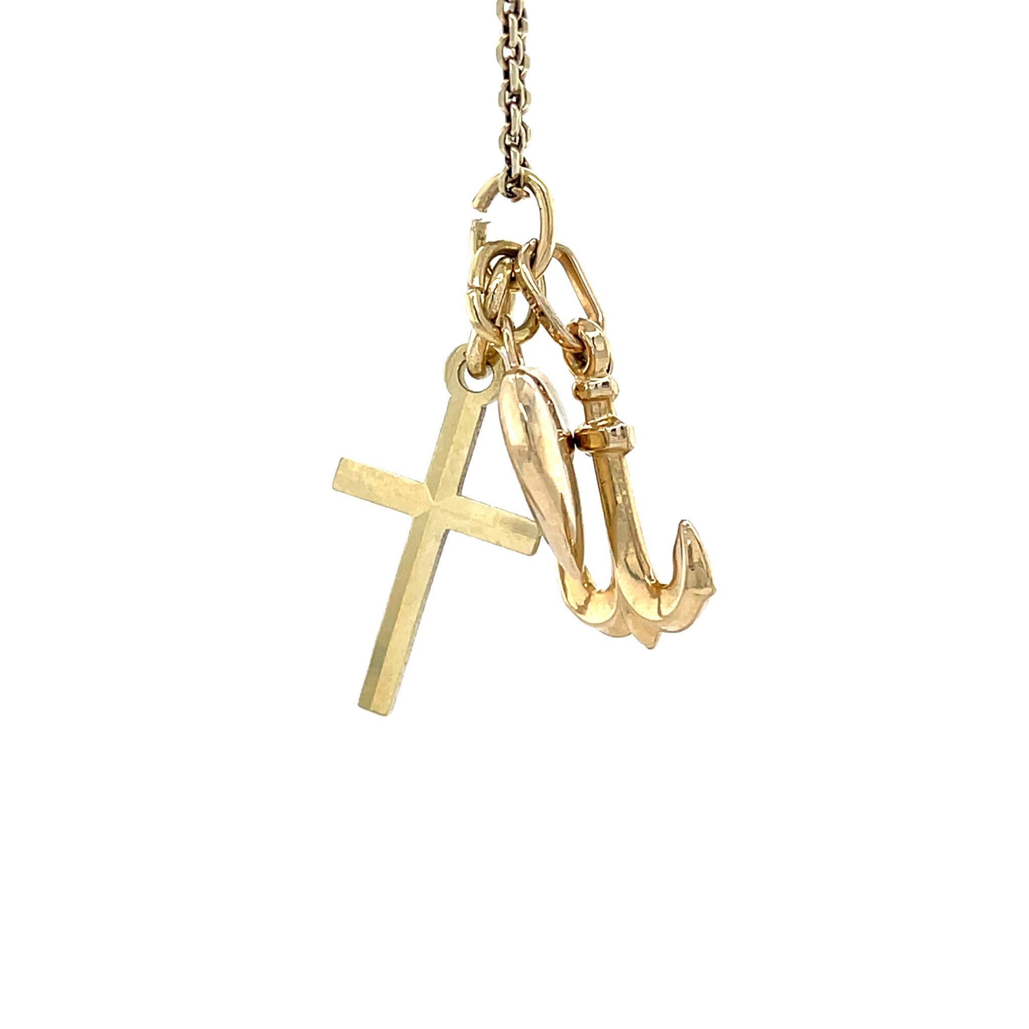 Vintage gold "Faith, Hope and Love" pendant, 14 kt