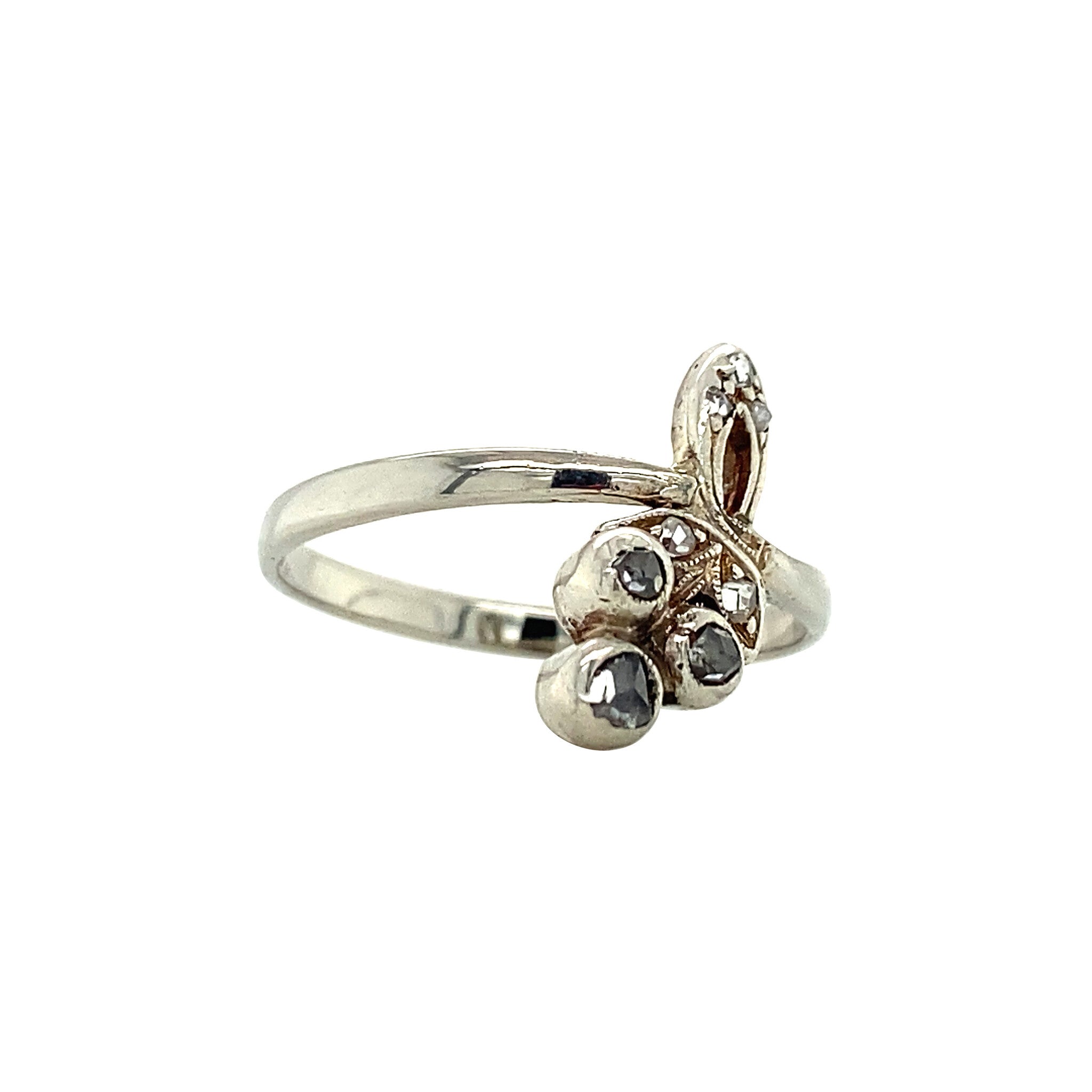 Witgouden ring met roosdiamant 14 krt/925