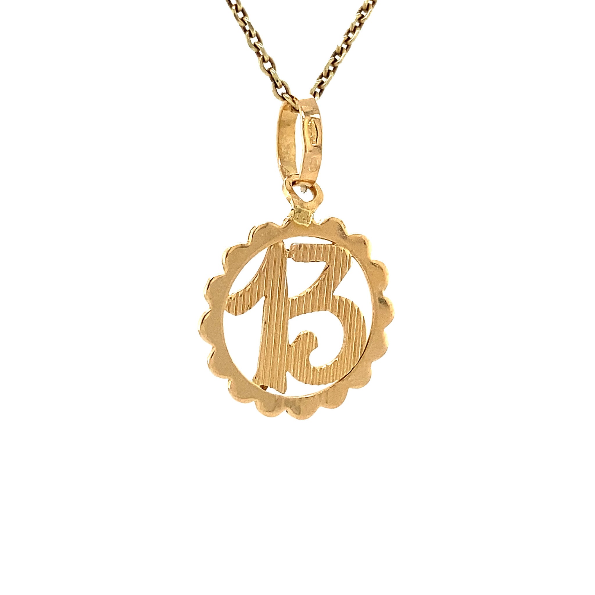Gouden nummer dertien hanger 18 krt