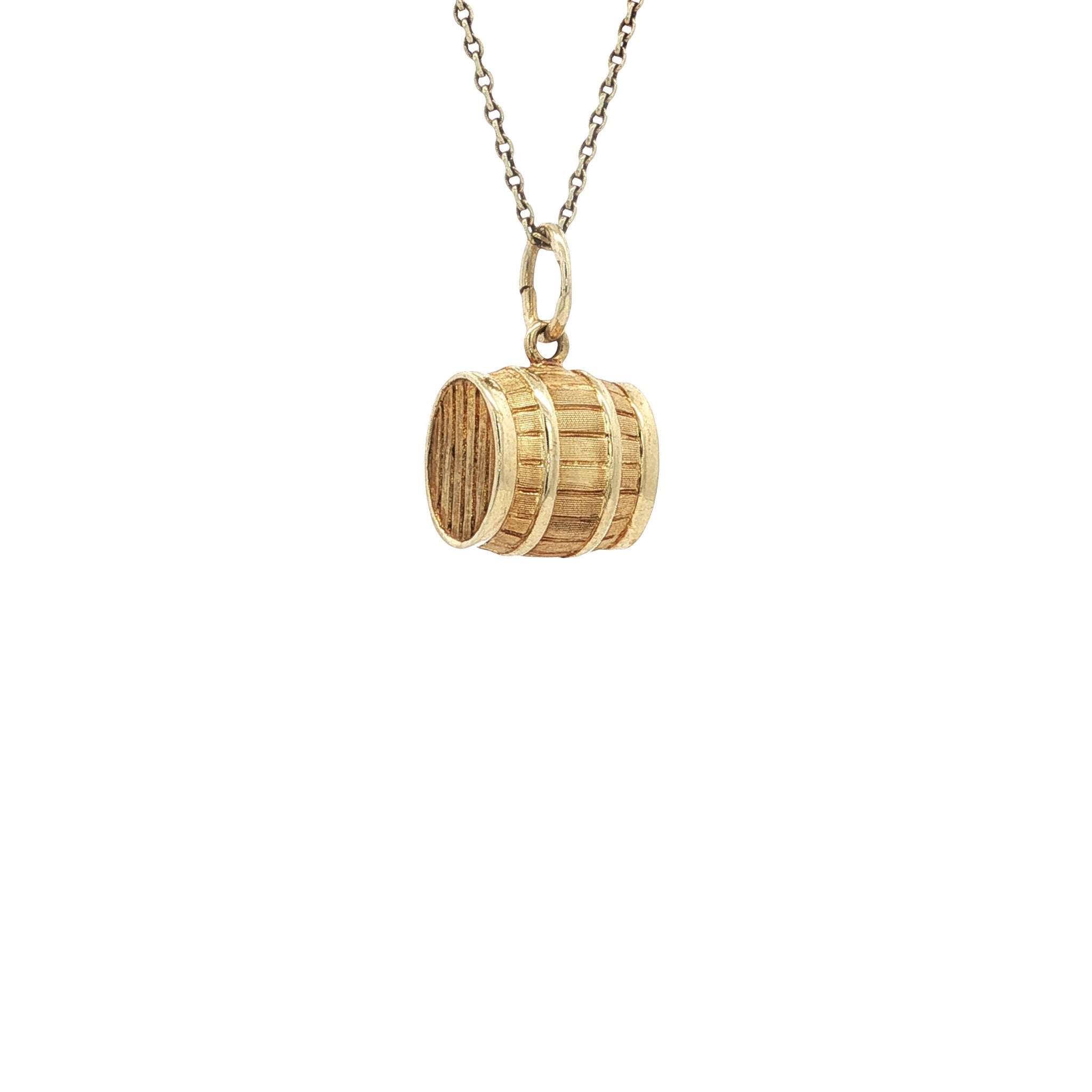 Golden vintage wine barrel pendant 14 kt