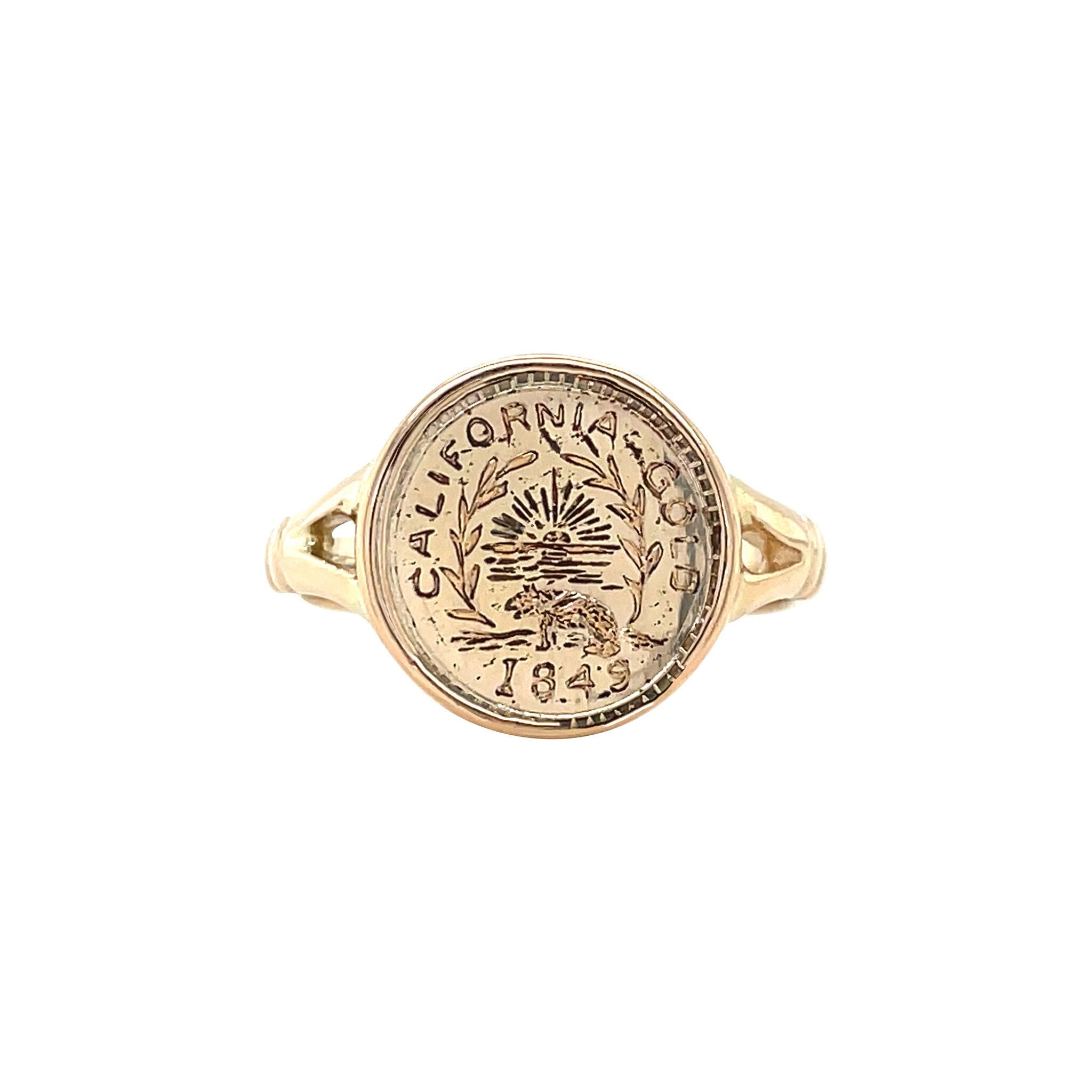 Vintage gold coin ring, 14 kt