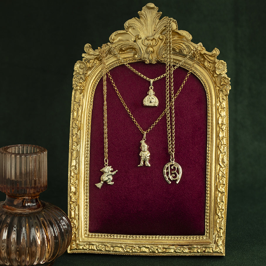 Vintage 14 kt gold gnome pendant