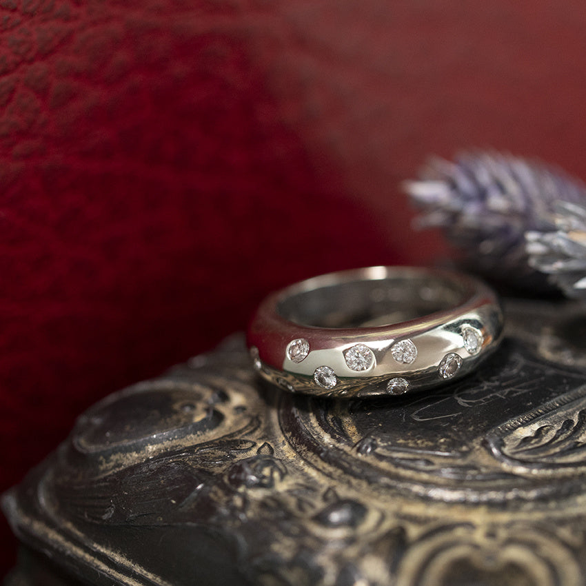 Witgouden vintage ring met diamant 14 kt