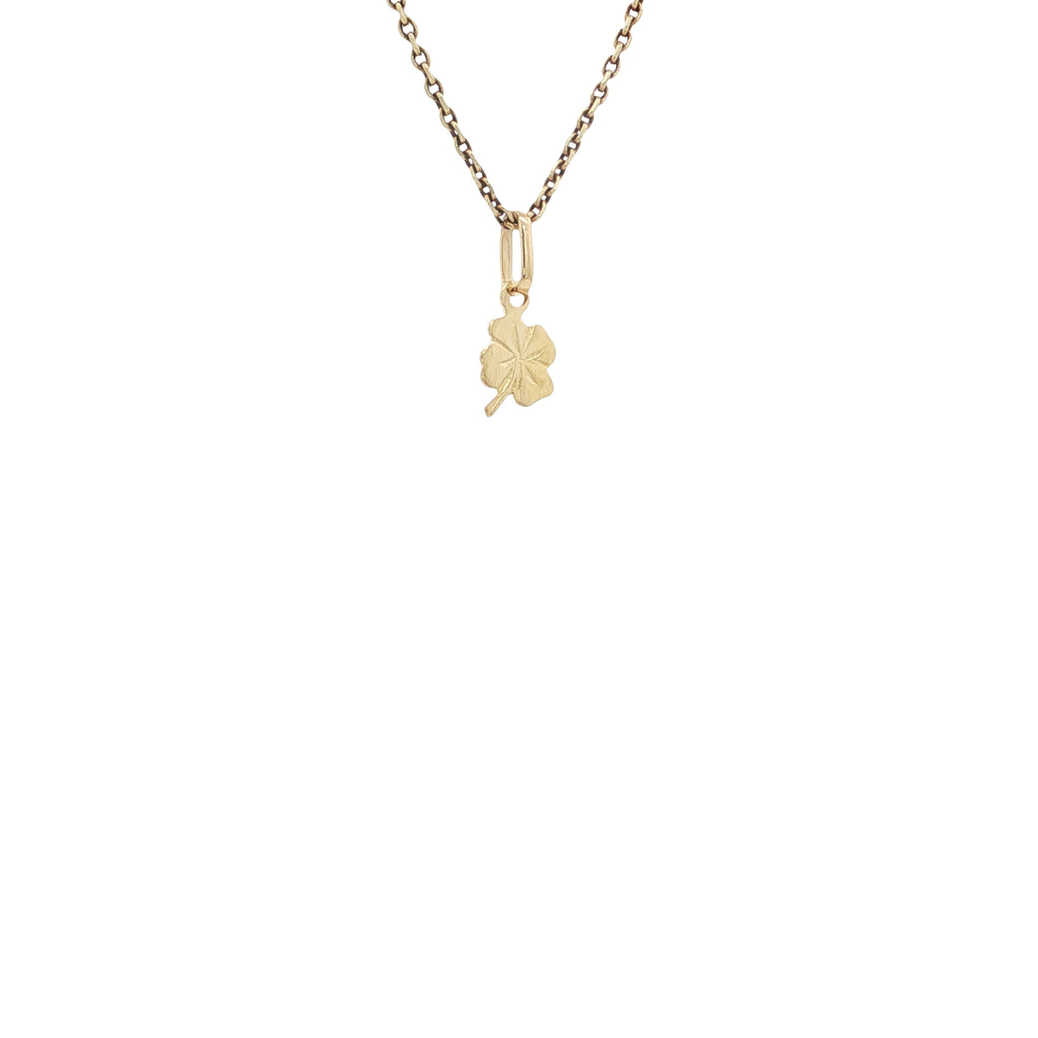 Gouden vintage klavertje vier hanger 14 kt