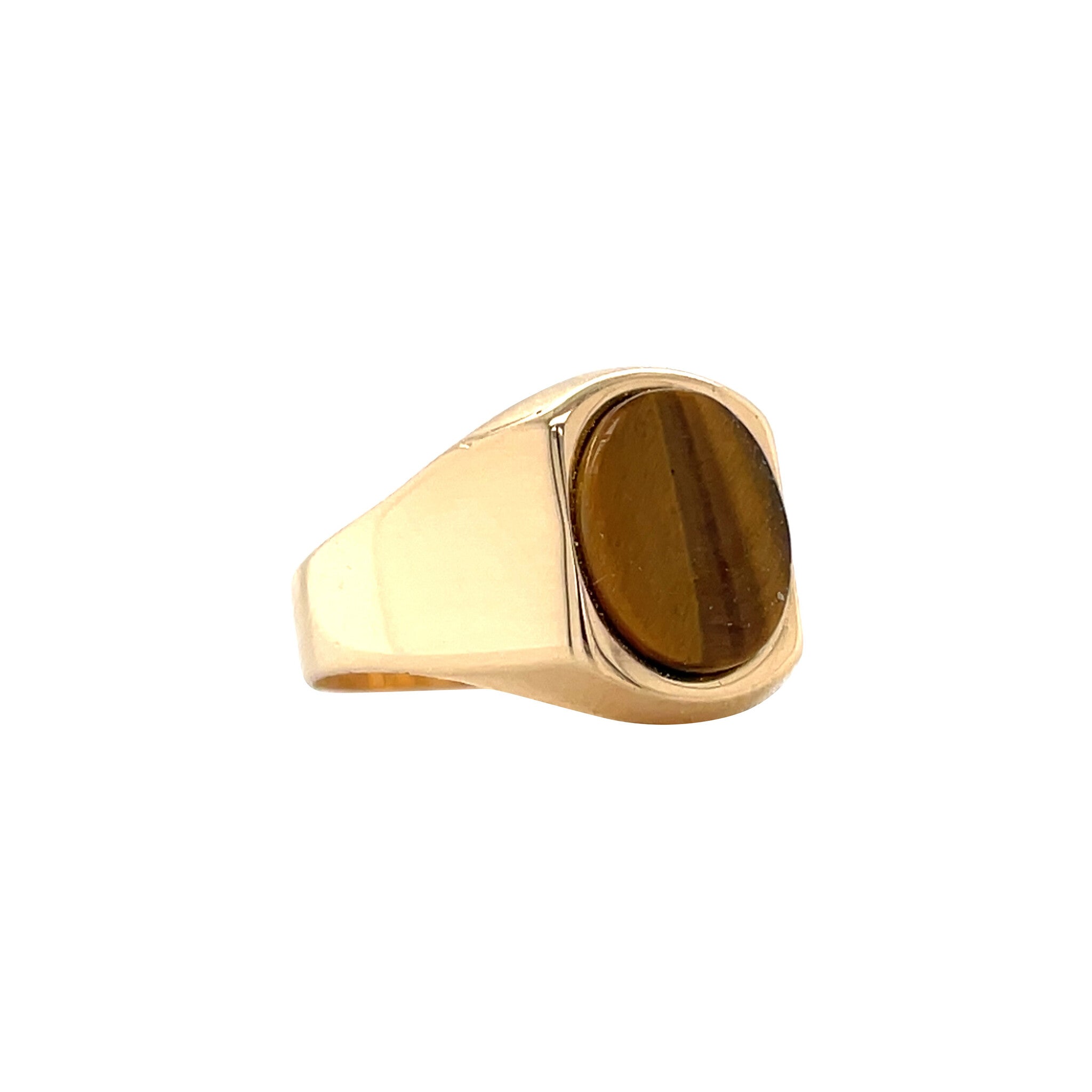 Gold vintage signet ring with tiger's eye 14 kt
