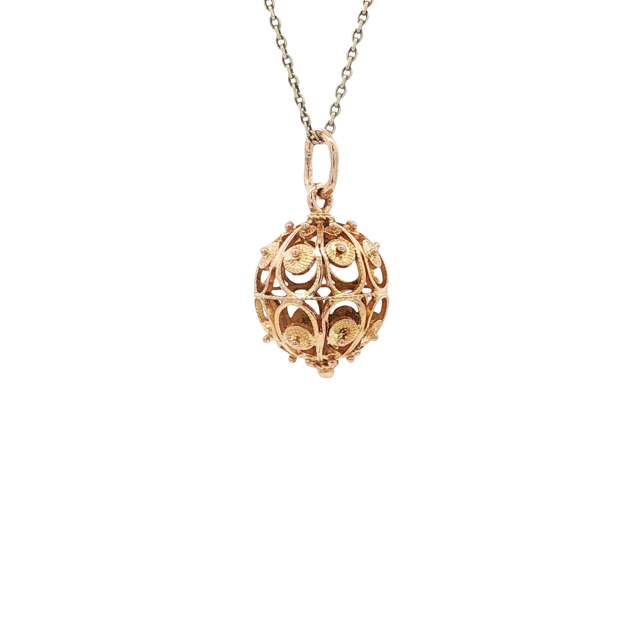 Gouden vintage filigraan hanger 14 kt