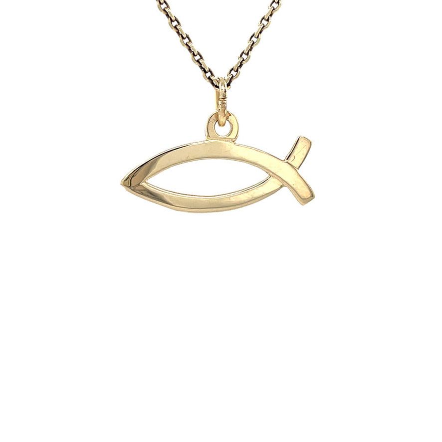 Gouden vintage ichthus vis hanger 14 kt