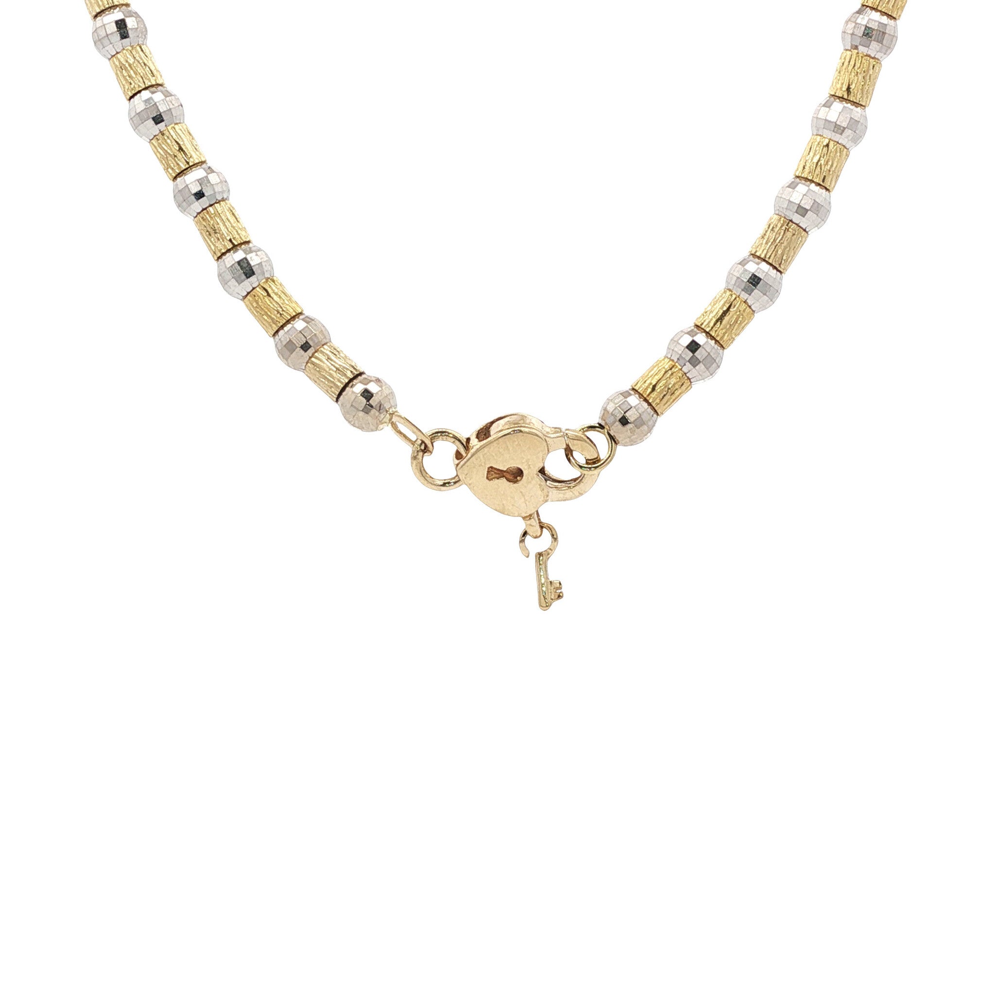 Bicolour gold fantasy necklace 14 kt