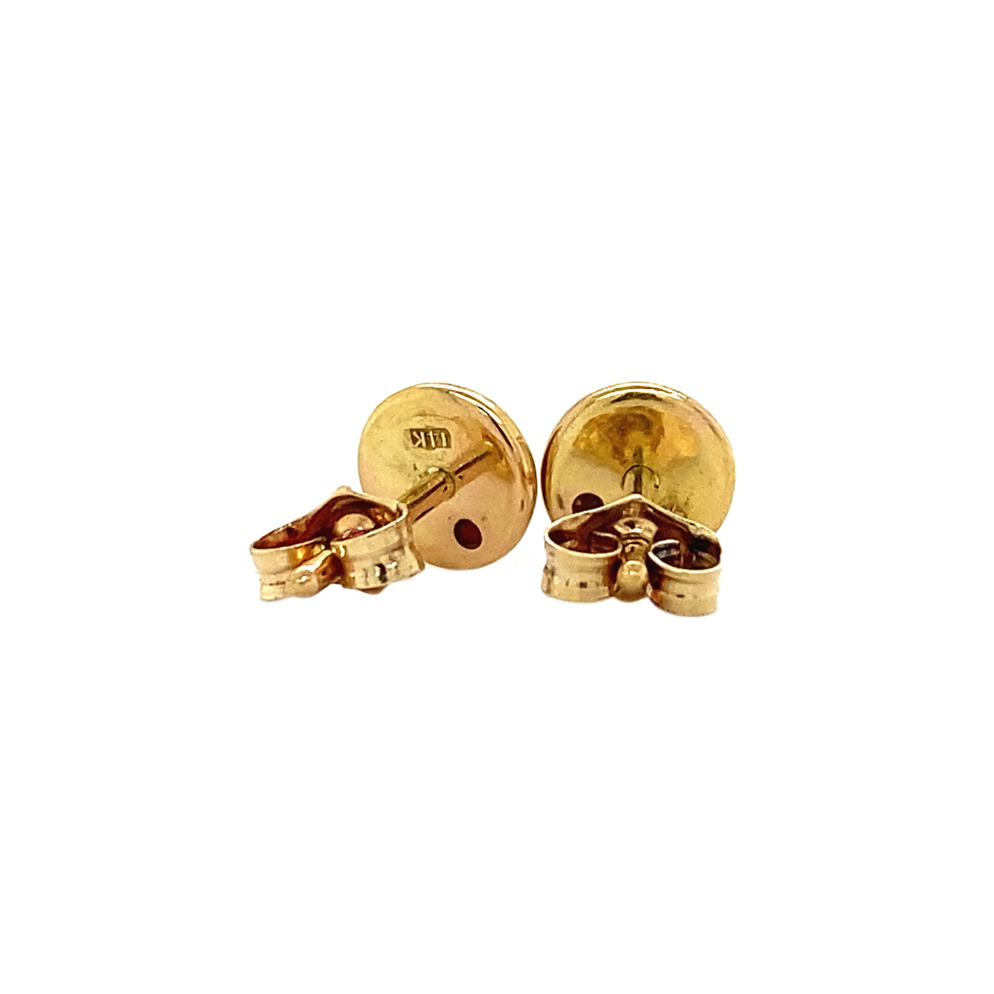 Gouden oorstekers met bloedkoraal 14 krt