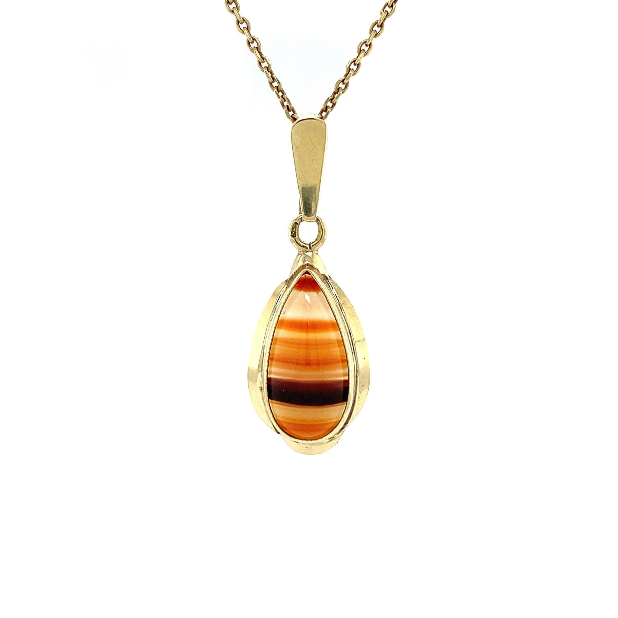 Gouden hanger met streepagaat 14 krt