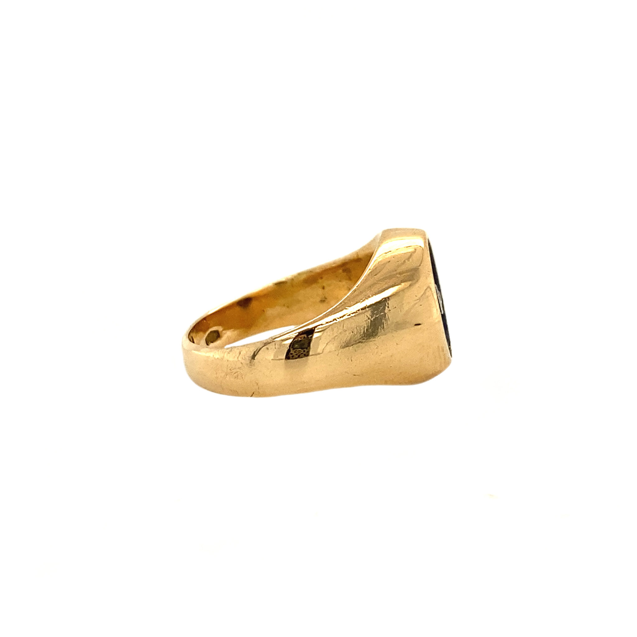 Gold ring with diamond and enamel 14 krt
