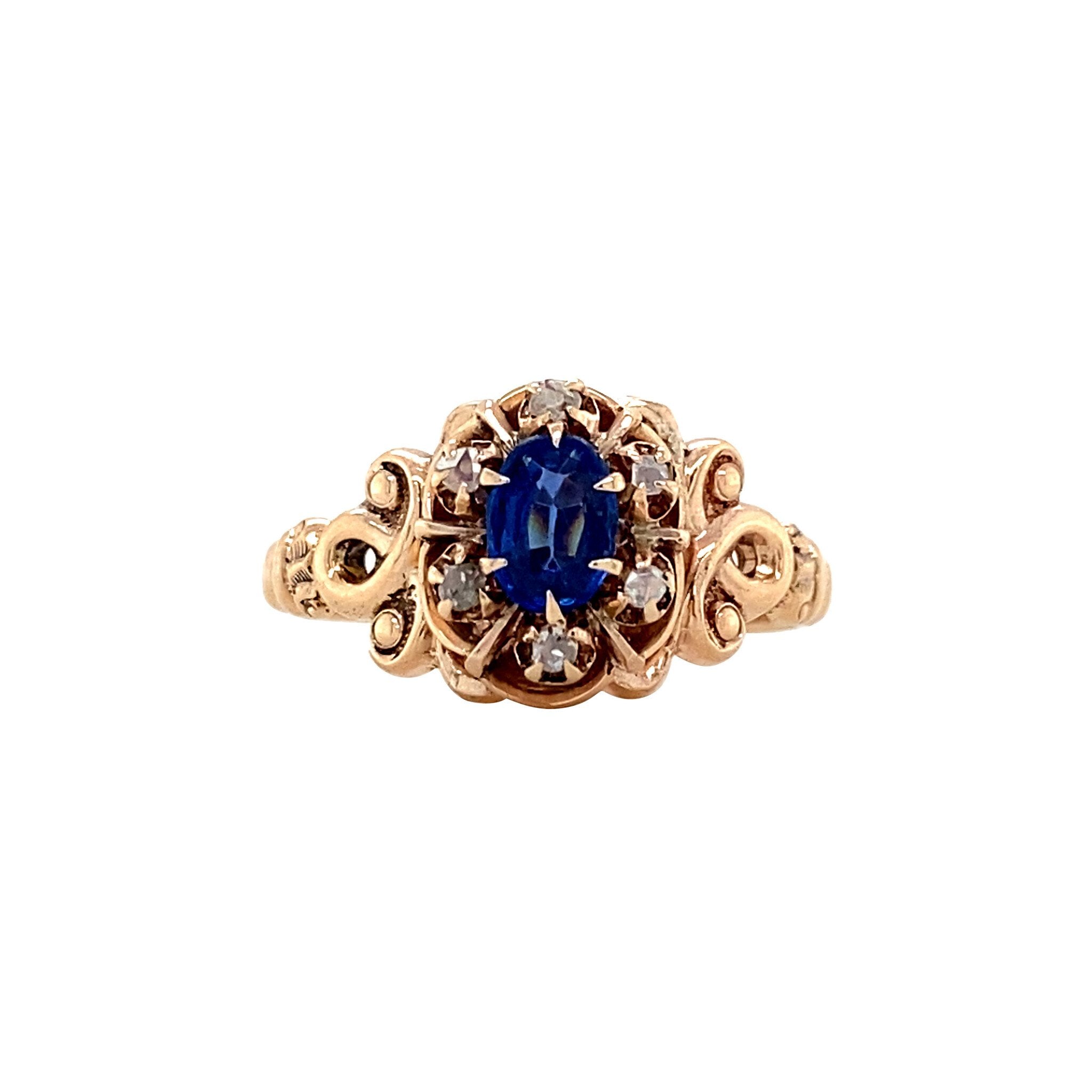Ring met granaat en glas doublet en roosdiamant 9 krt