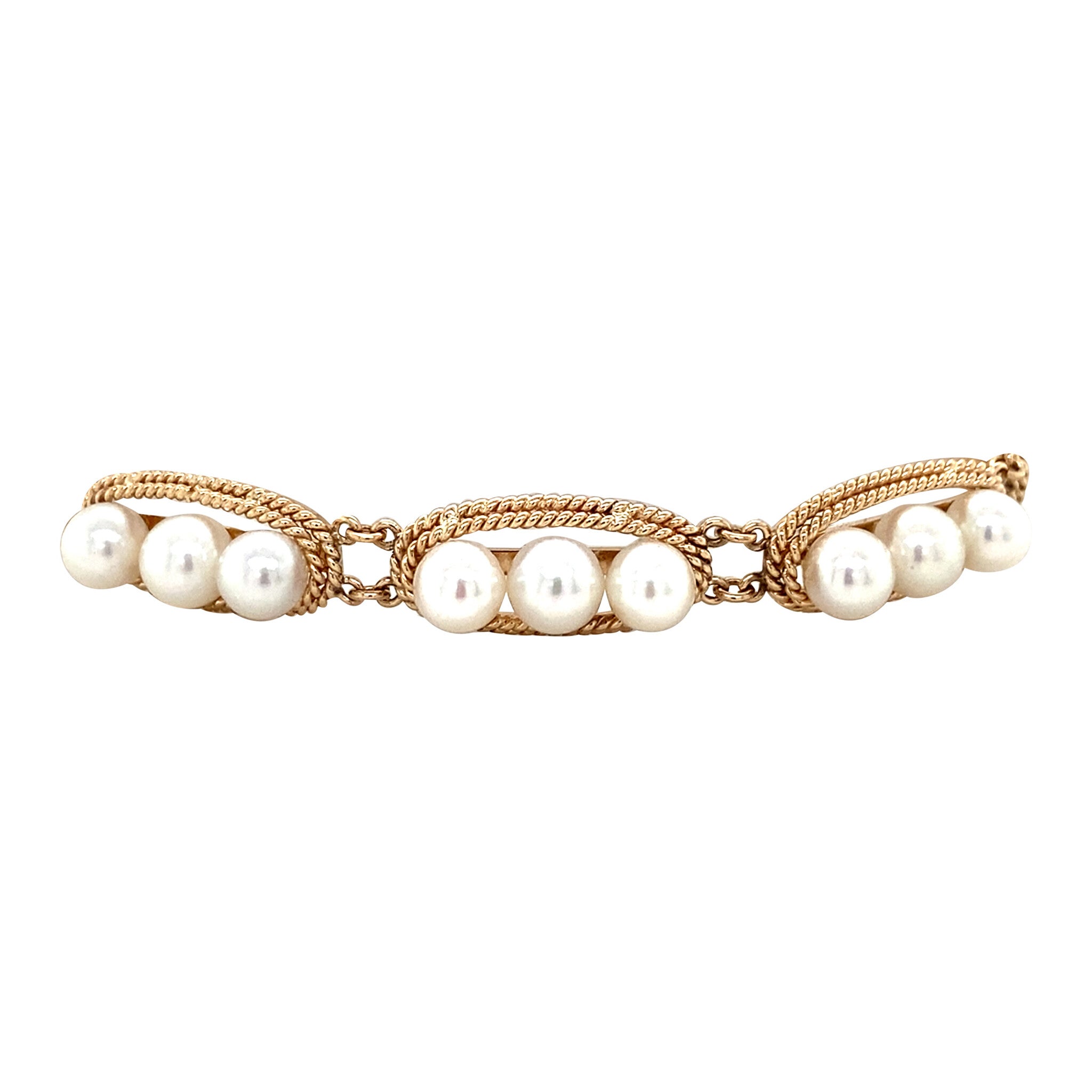 Gouden vintage armband met parel 14 krt