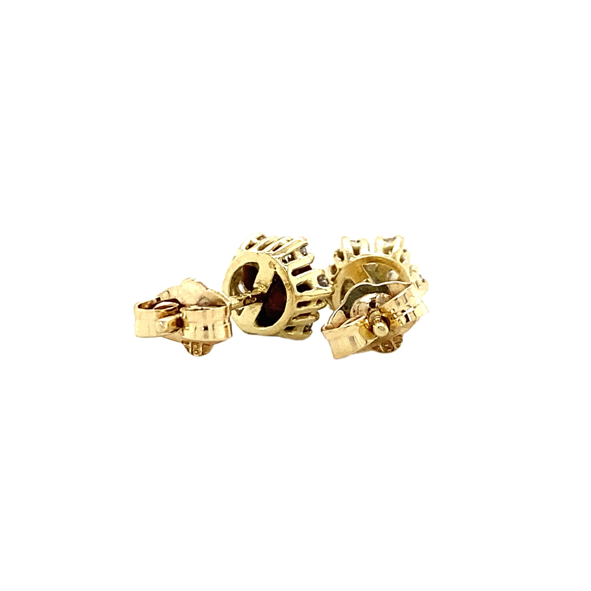 14 kt gold halo stud earrings with diamond