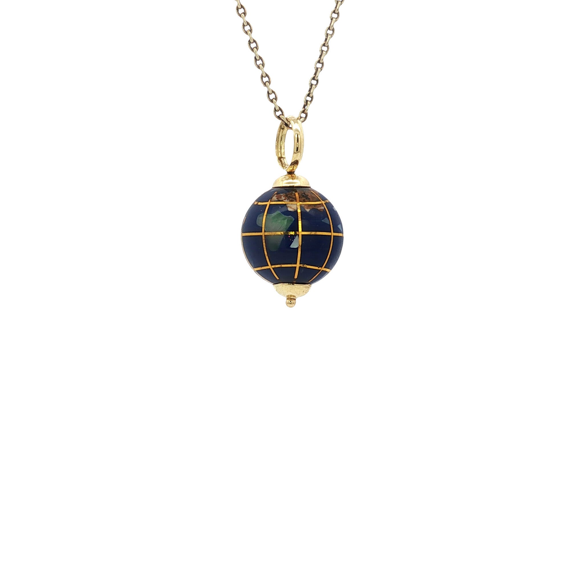 Gouden vintage wereldbol hanger 18 kt