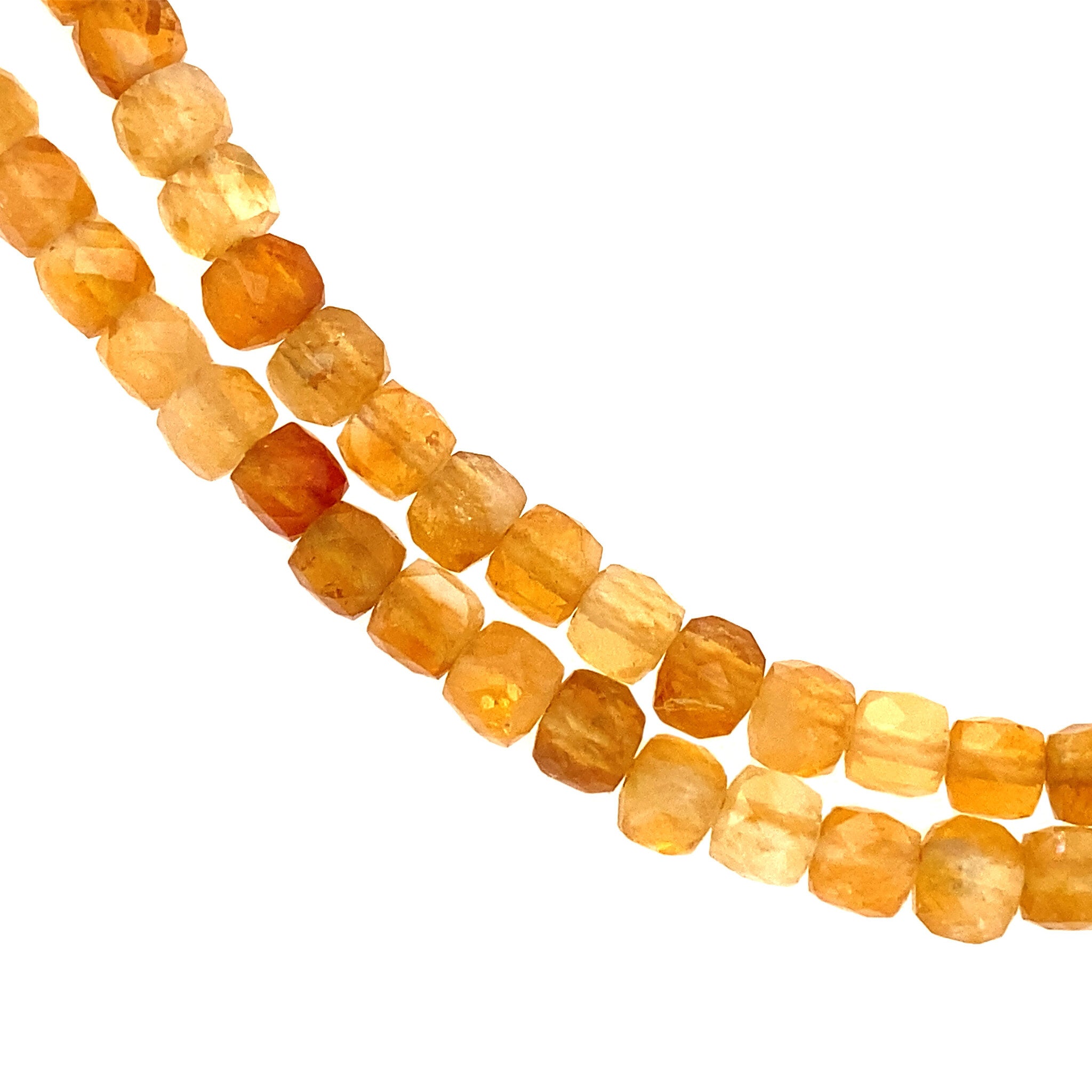 Citrine necklace with heart clasp 43 cm 9 krt