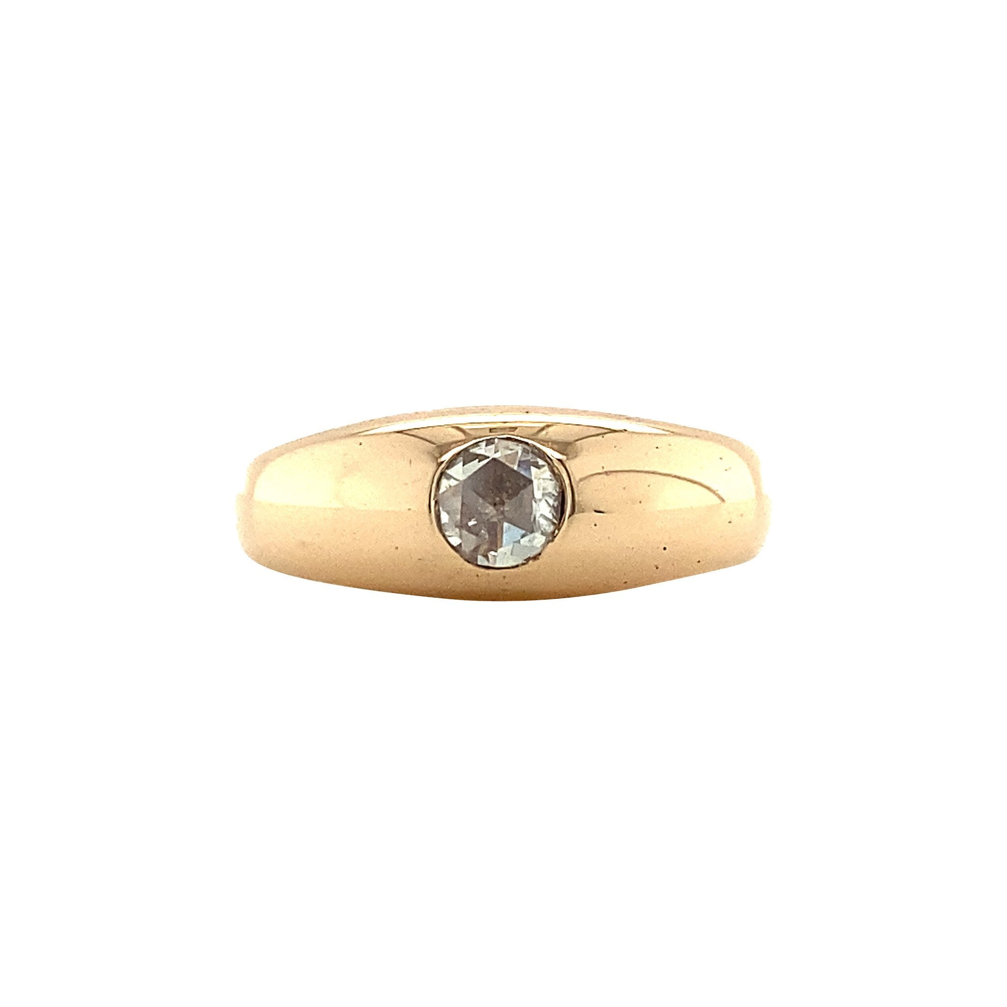 14 kt gold pinky ring with rose diamond