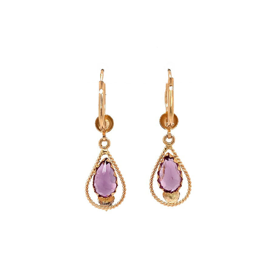 18 kt rose gold earrings with colored gemstone
