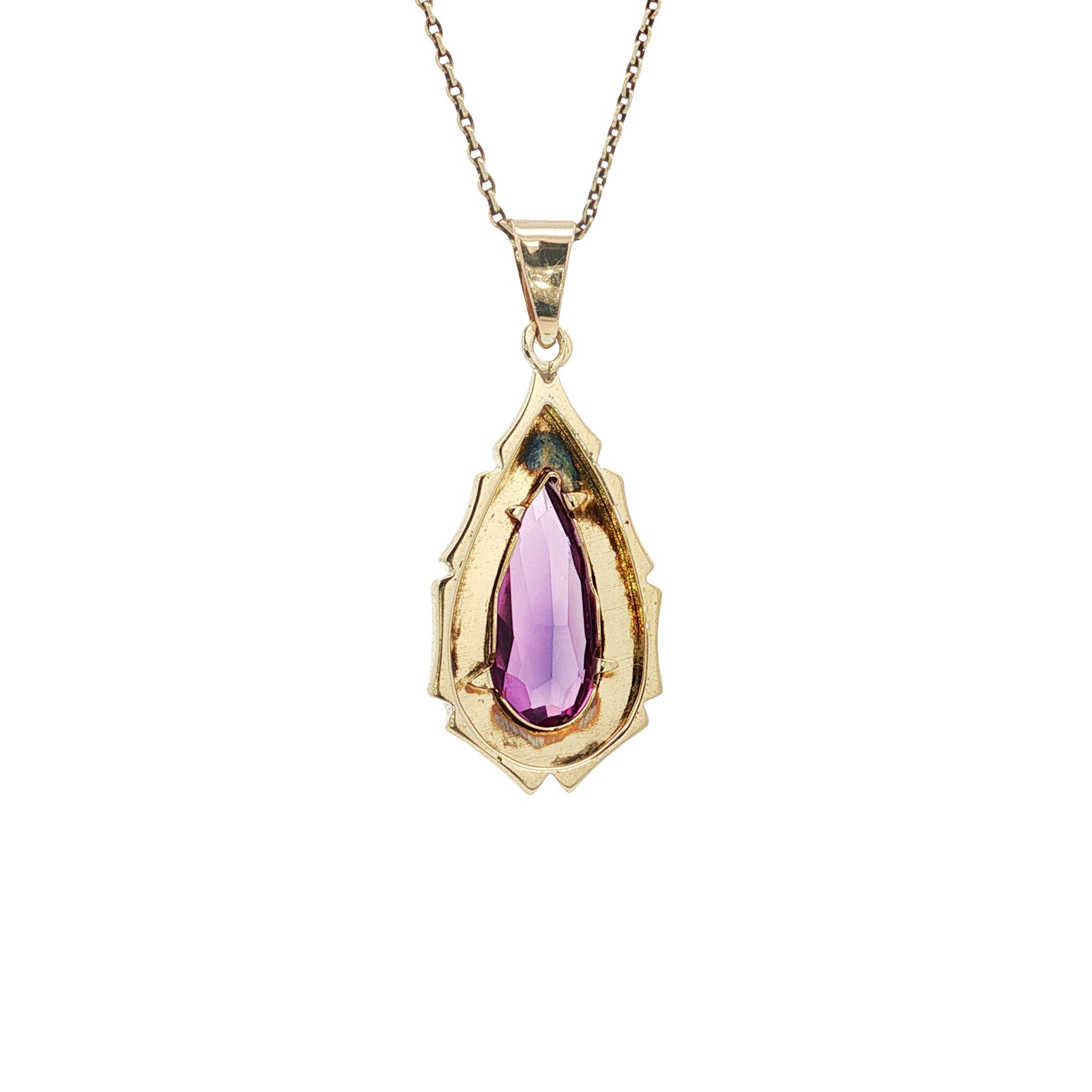 Gouden vintage hanger met saffier 14 kt