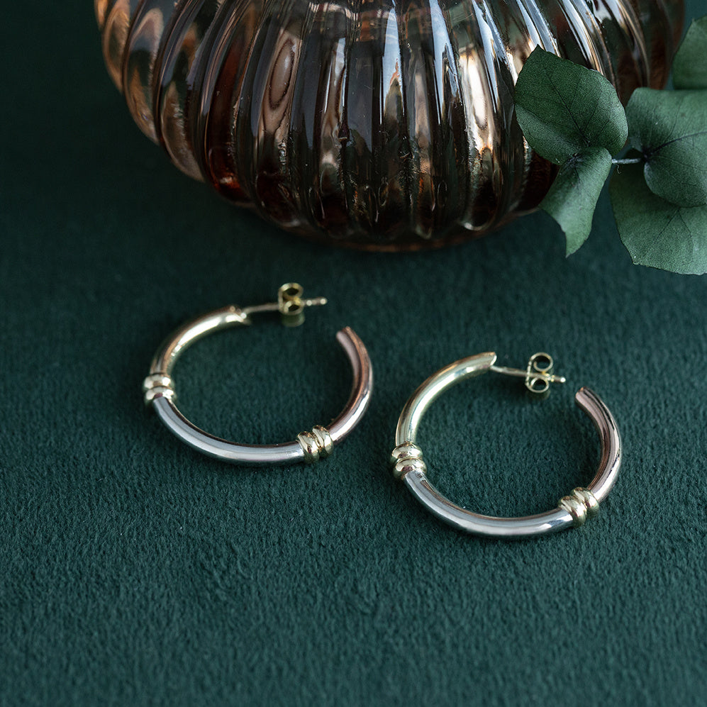 Tricolour gold earrings 14 kt