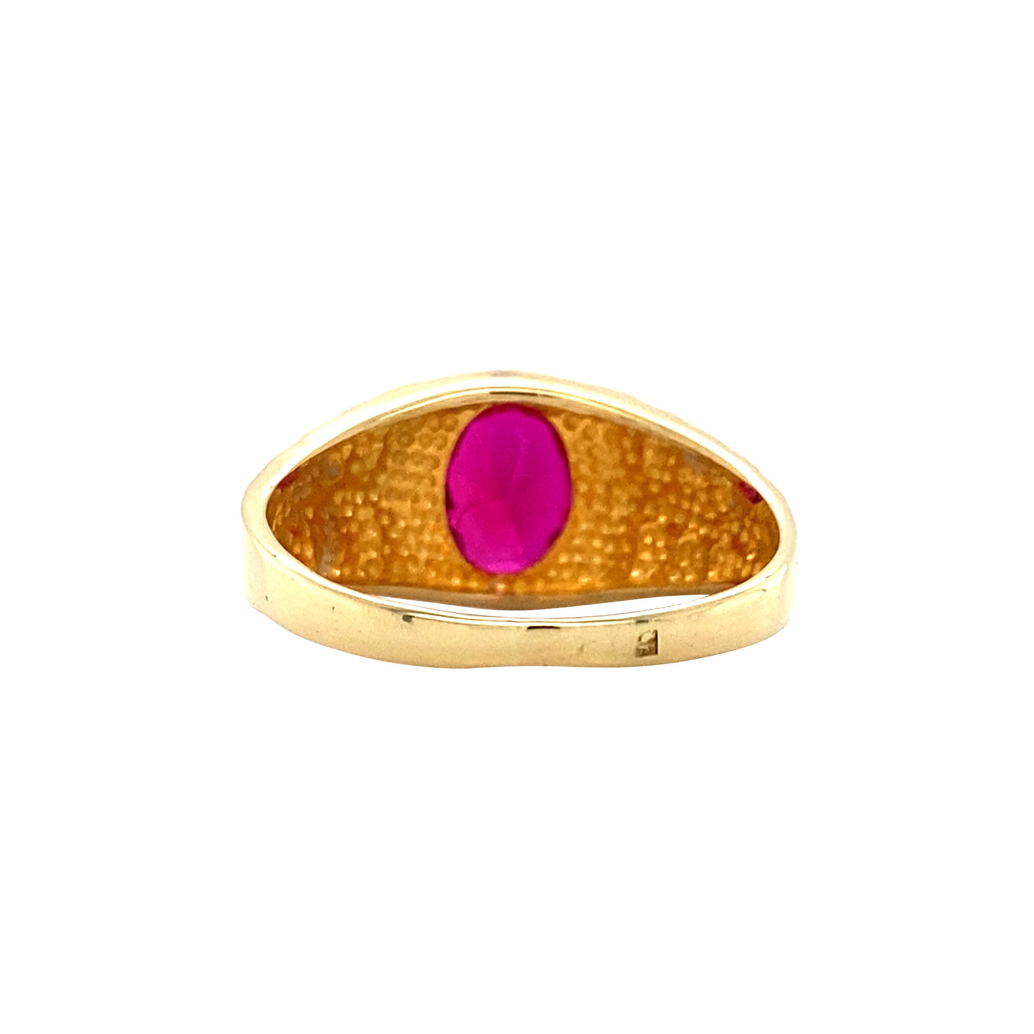 Gouden vintage ring met robijn 18 krt