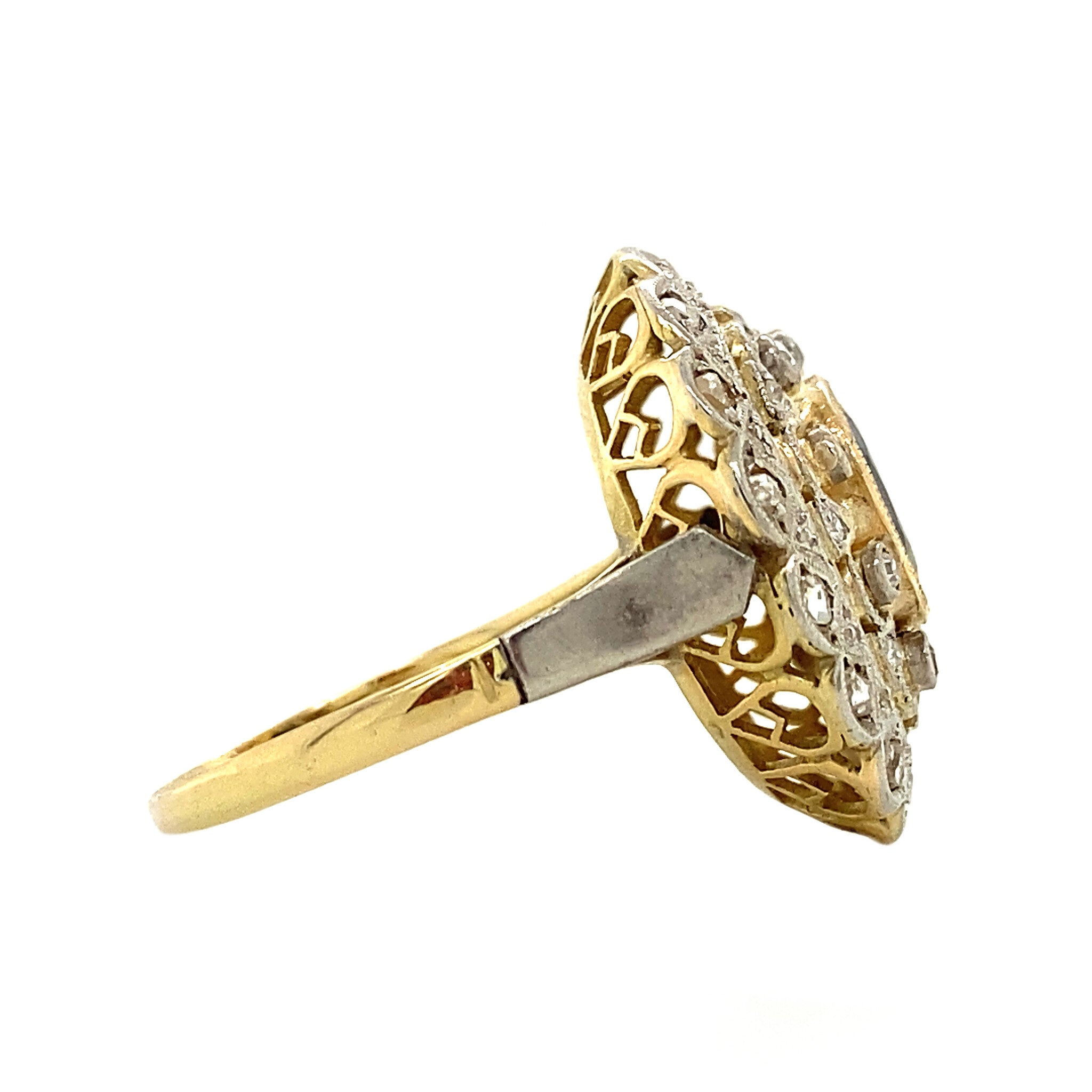 Gouden entourage ring met saffier en diamant 14 krt/850