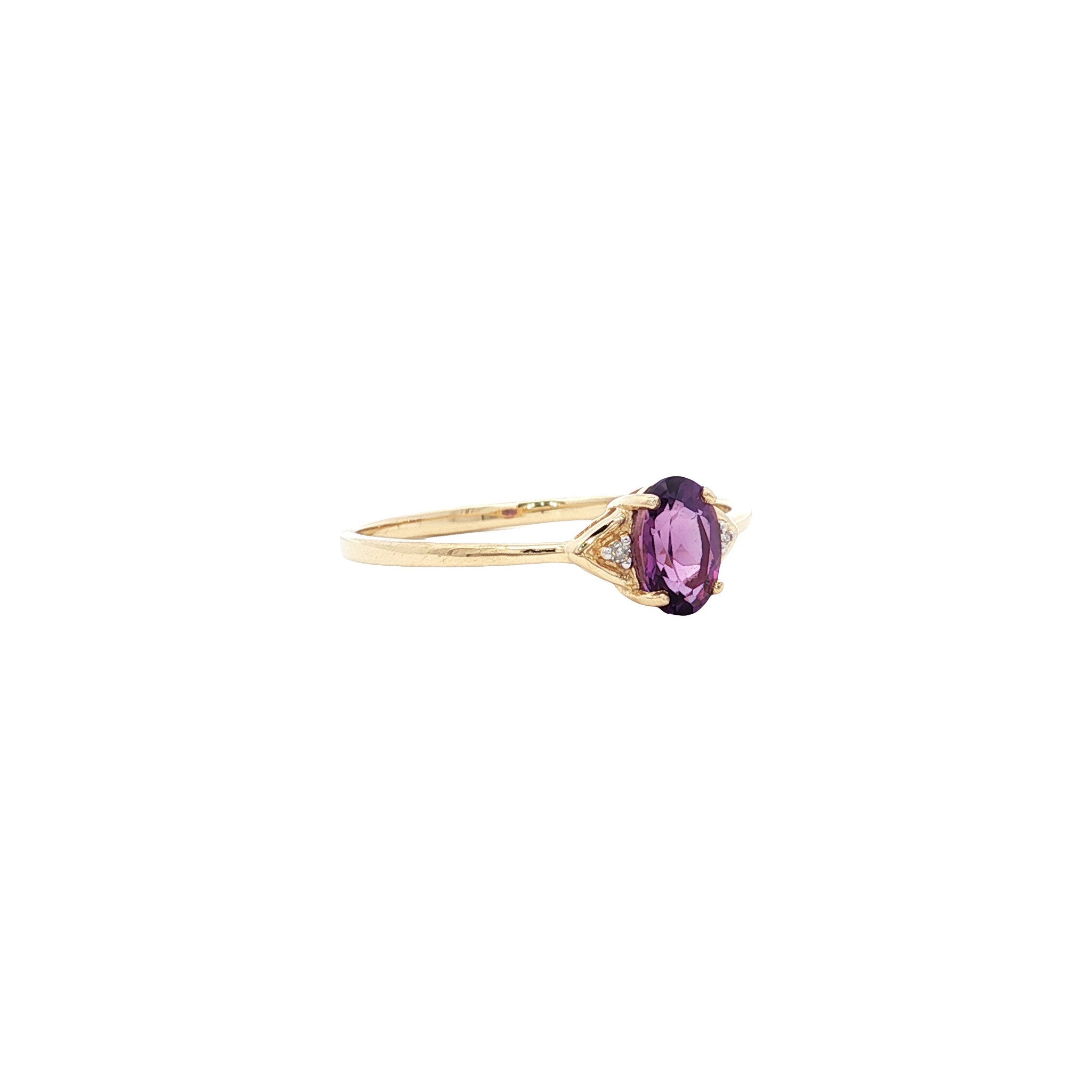 Ring with amethyst and diamond 9 kt