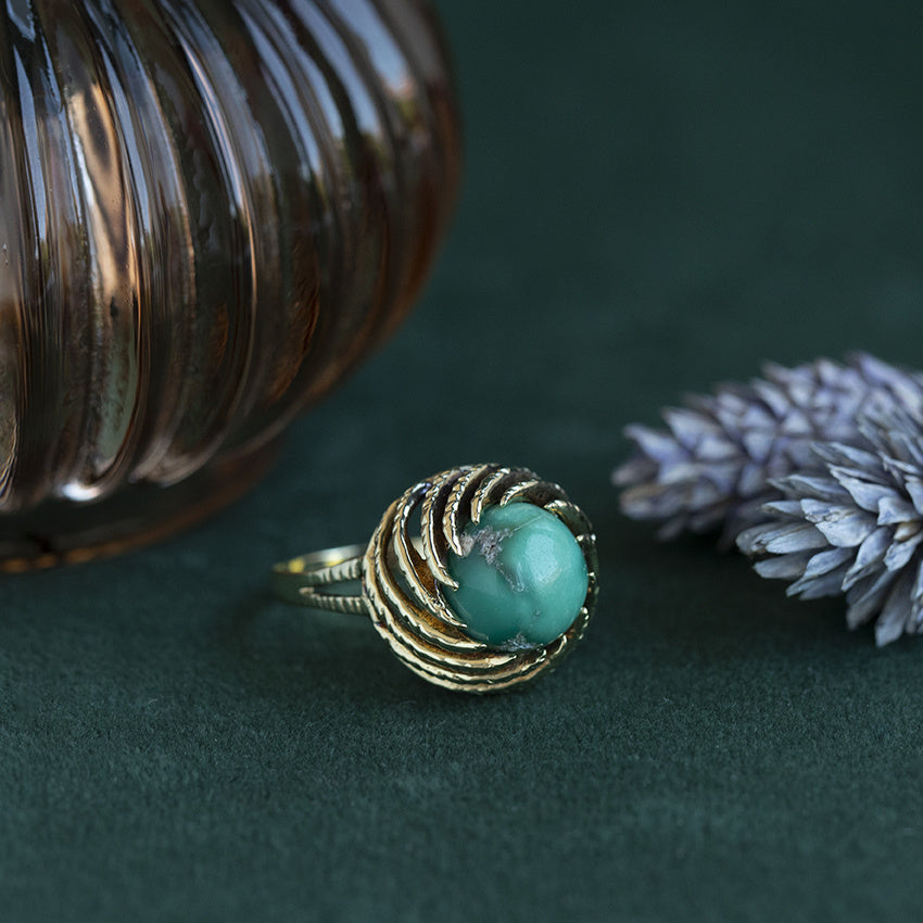 Vintage gold ring with turquoise, 14 kt