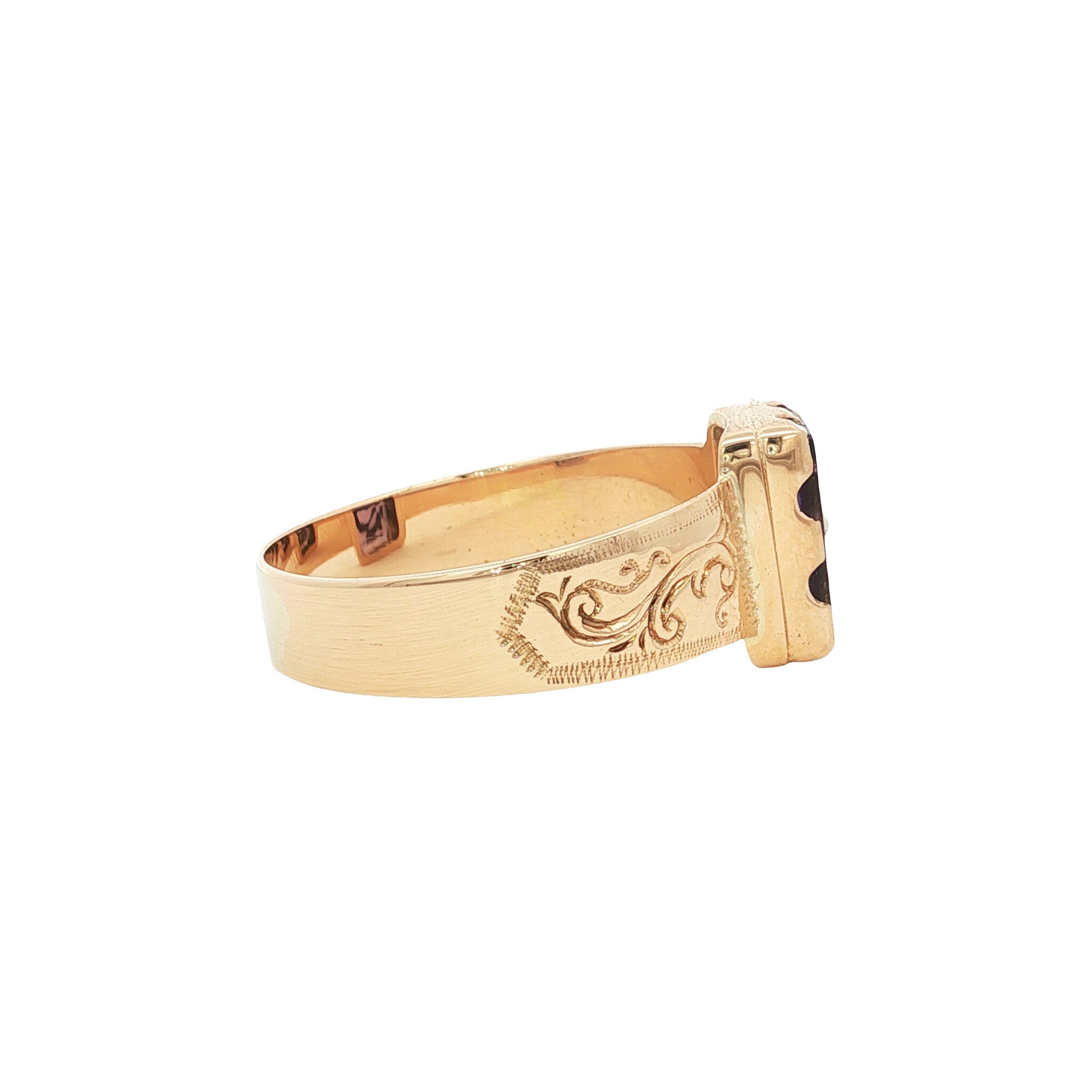 Vintage gold ring with a colored gemstone and pearl, 14 kt