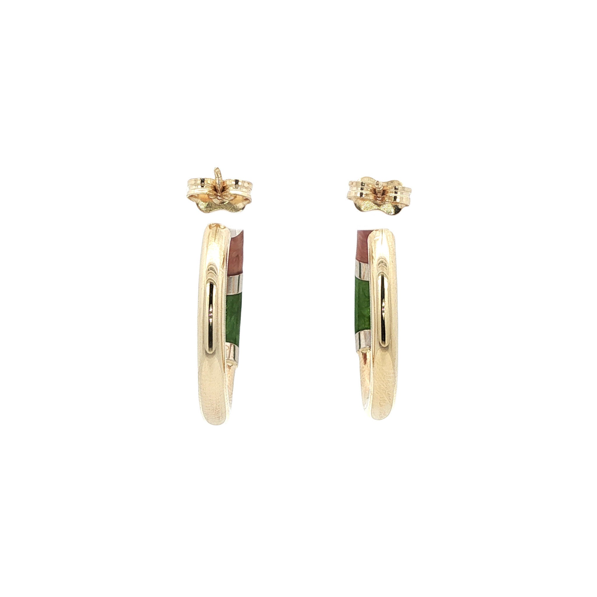 Gold stud earrings with enamel 14 kt