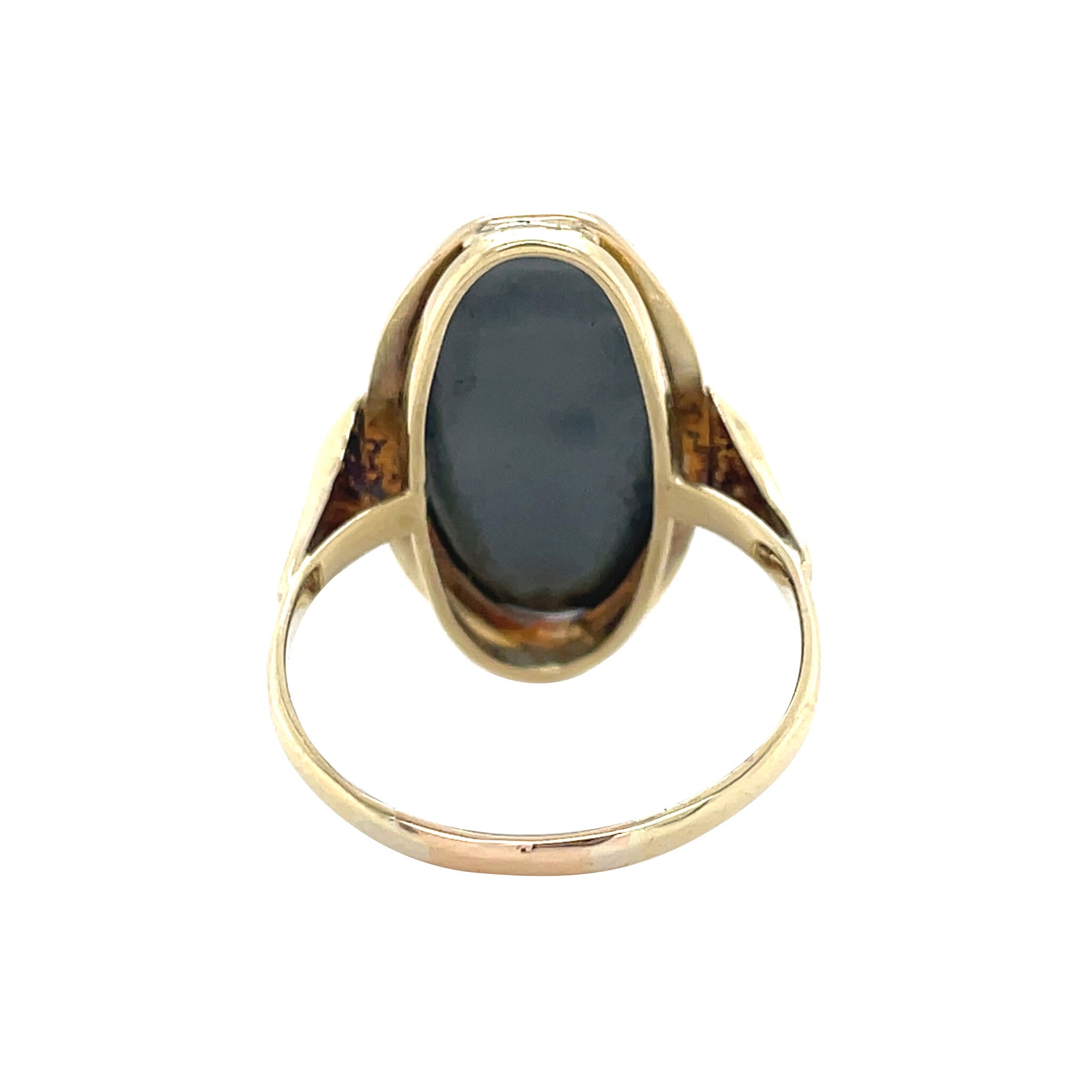 Gouden vintage ring met hematiet 14 kt