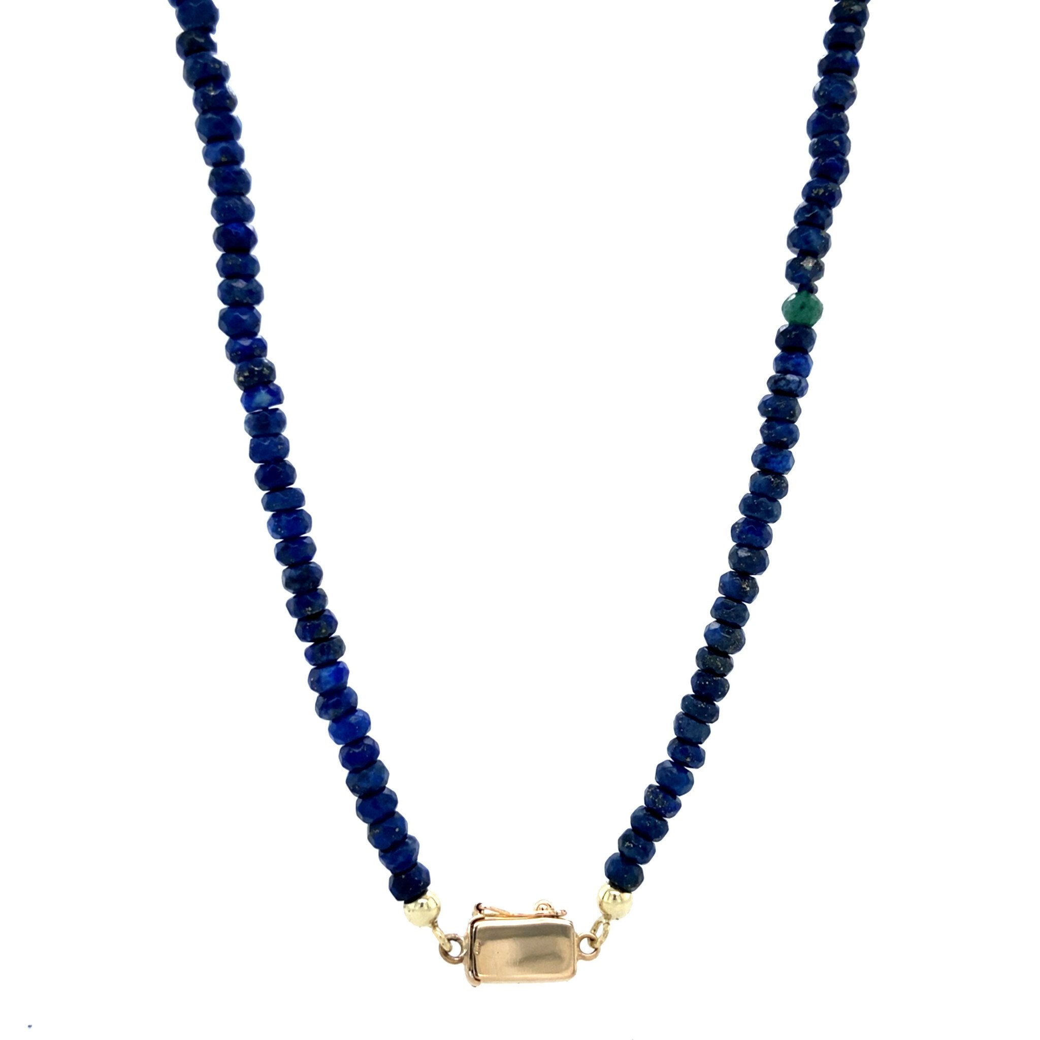 Sapphire necklace with 14 kt gold clasp